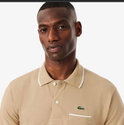 Lacost e Beige Embroidery Logo Premium Polo T-Shirt