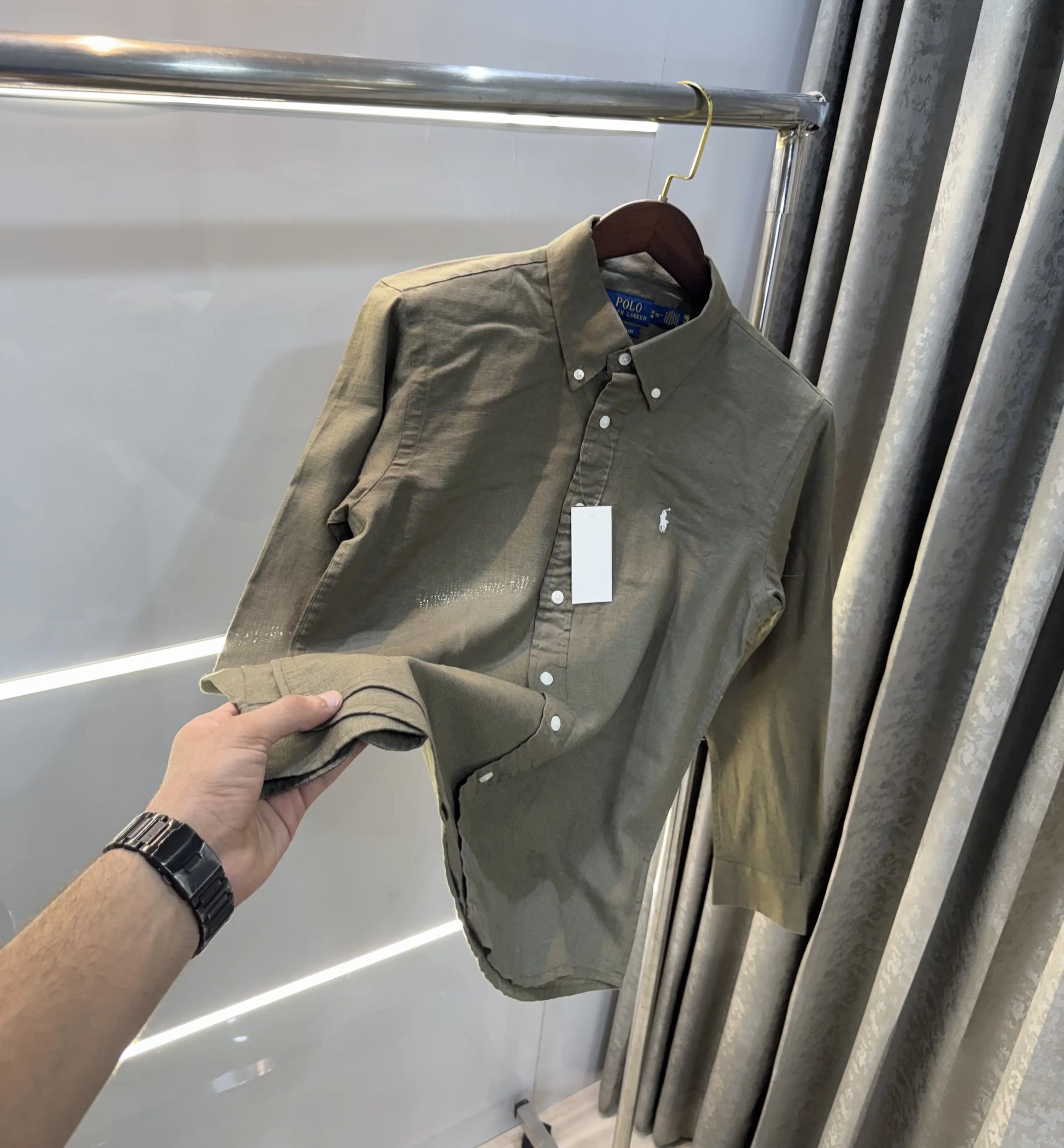 Ralph Lauren Olive Premium Linen Shirt