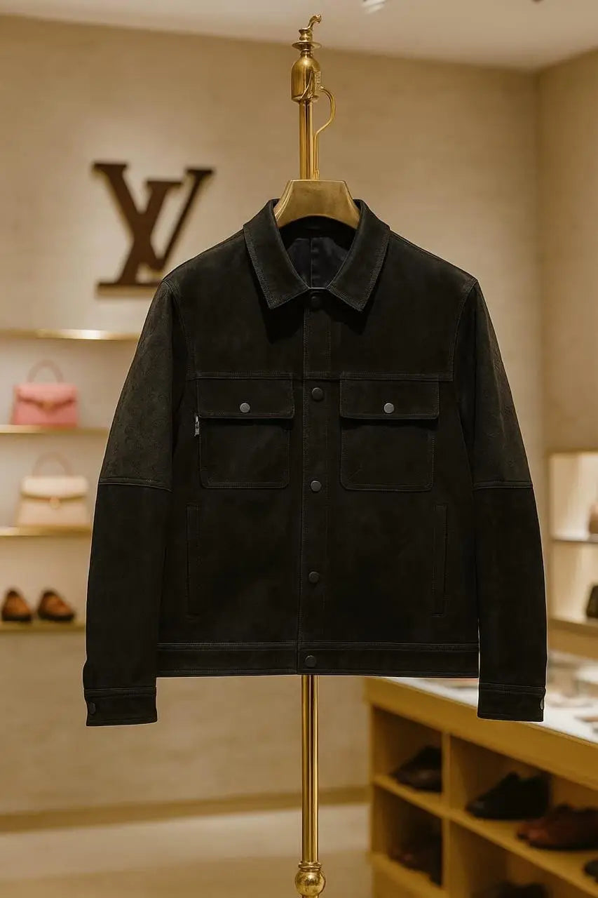 Loui_s Vuitton Imported Monogr_am Embossed Premium Suede Leather Jacket (DN 102)