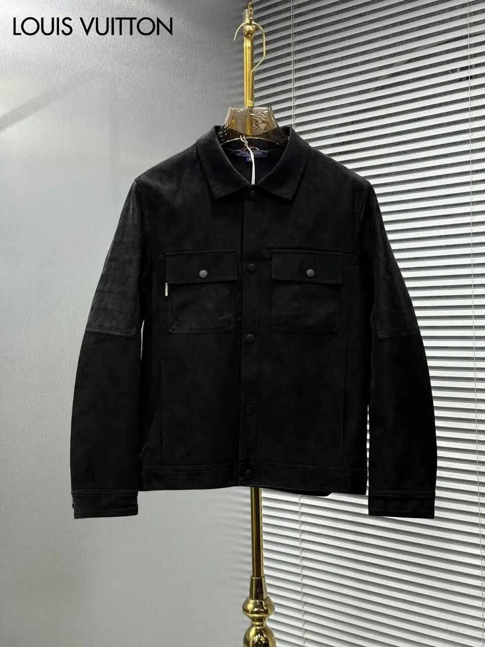 Loui_s Vuitton Imported Monogr_am Embossed Premium Suede Leather Jacket (DN 102)