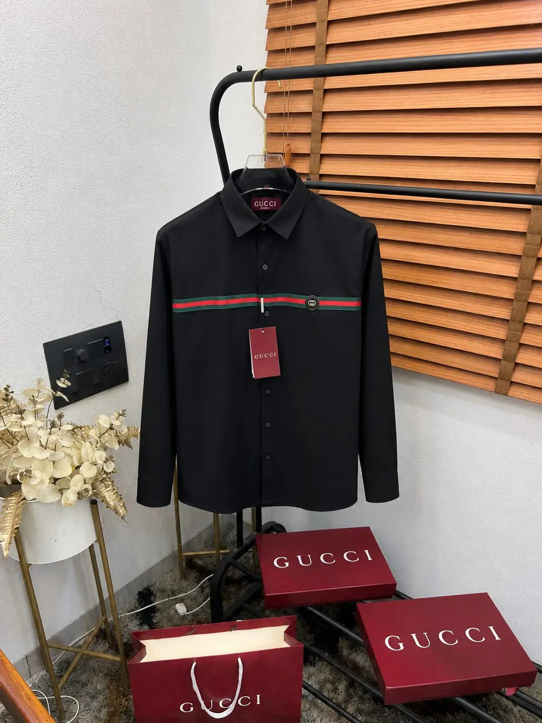 Gucc_i GG Signature Strap Imported Premium Partywear Shirt With Og Box & Bag (DN 603)
