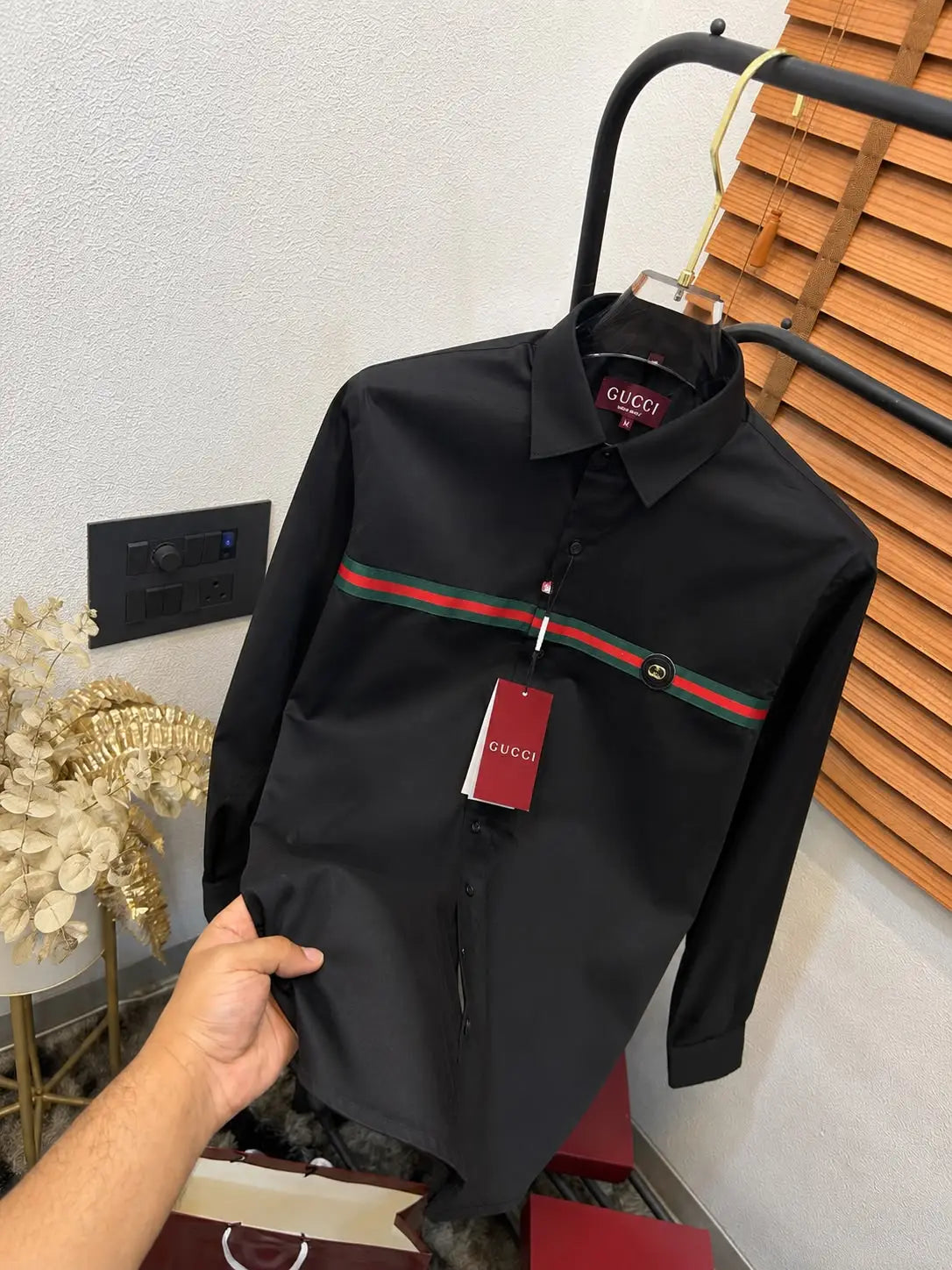 Gucc_i GG Signature Strap Imported Premium Partywear Shirt With Og Box & Bag (DN 603)