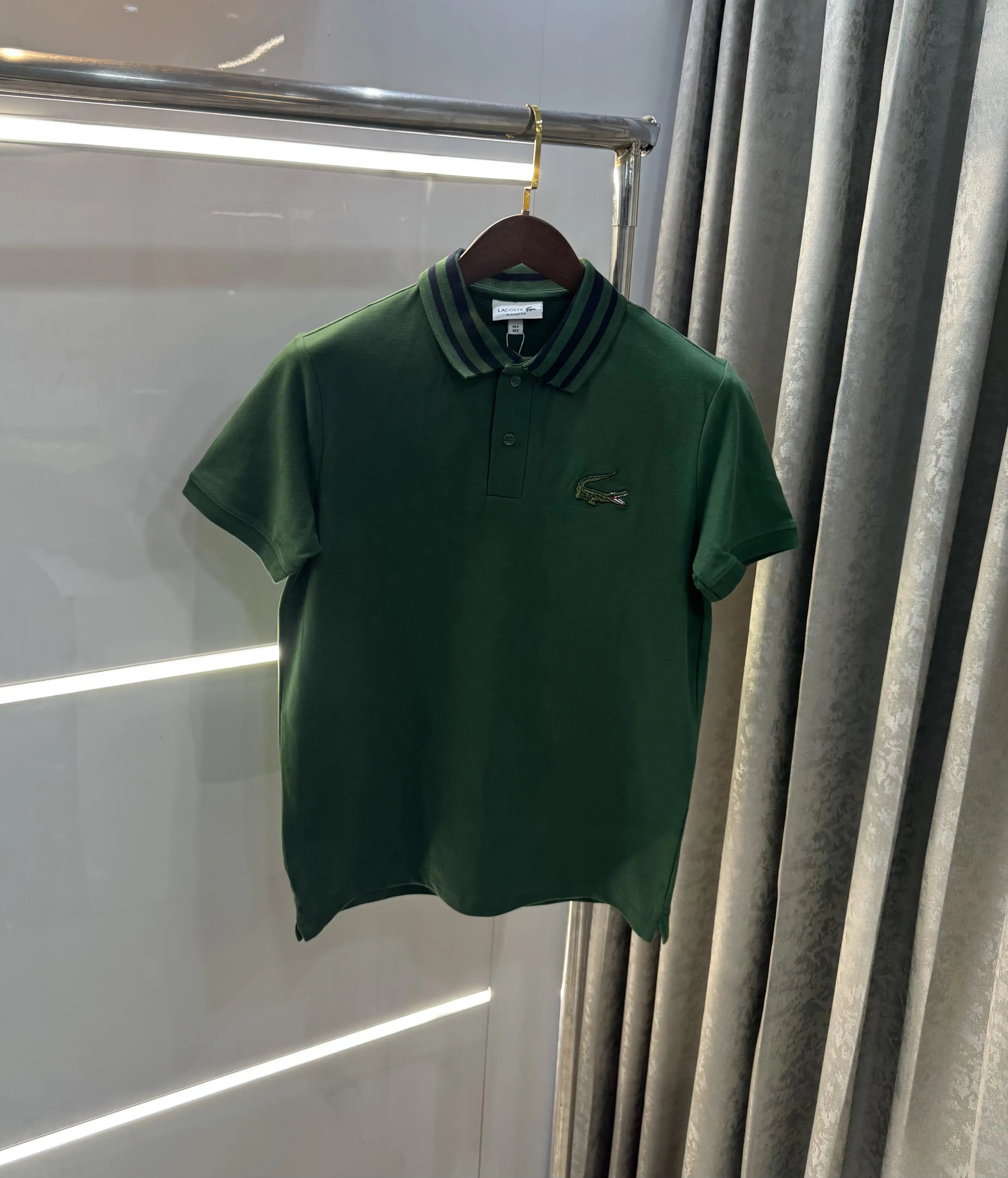 Lacost e Olive Green Embroidery Logo Premium Polo T-Shirt