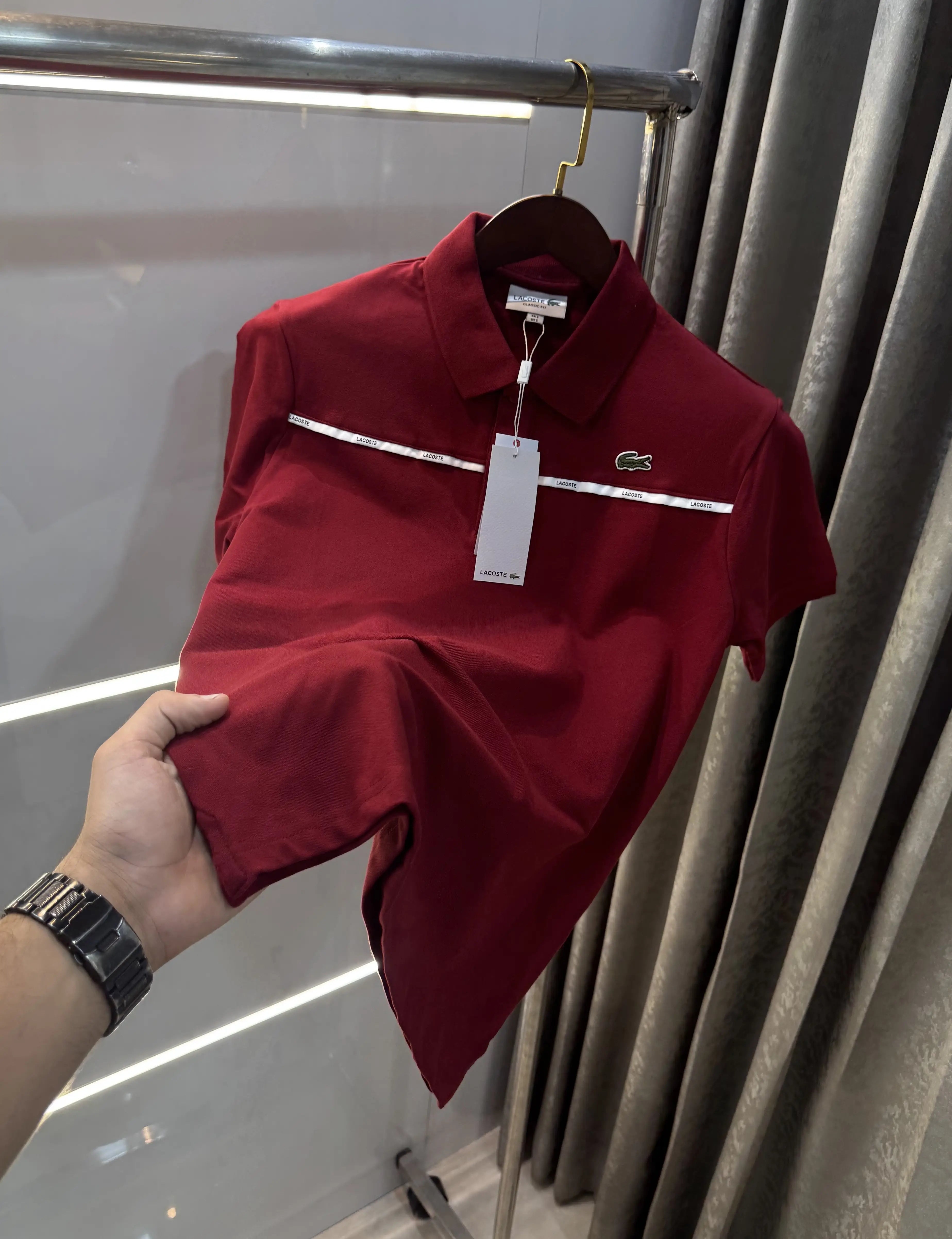 Lacost e Maroon Embroidery Logo Premium Polo T-Shirt