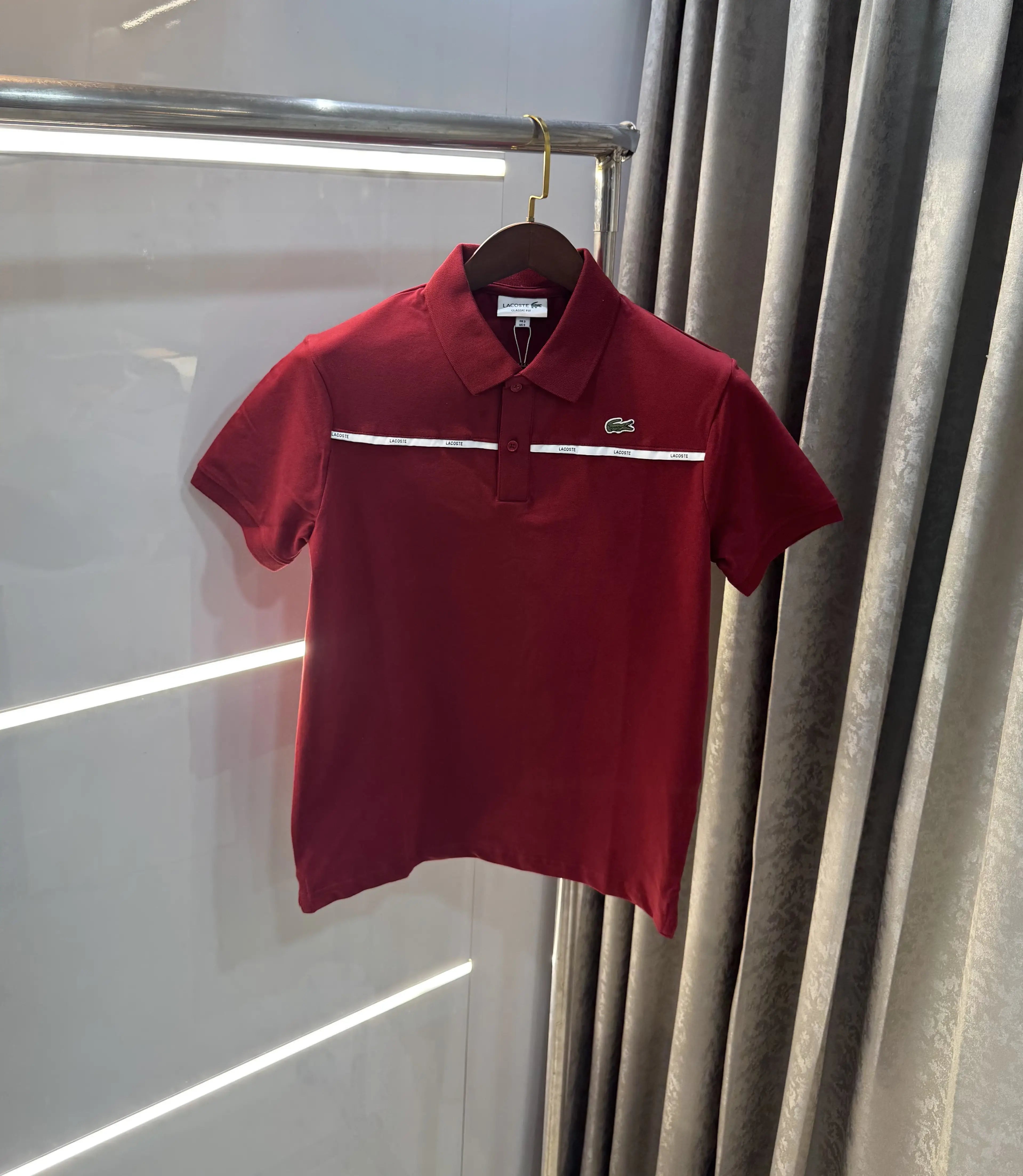 Lacost e Maroon Embroidery Logo Premium Polo T-Shirt