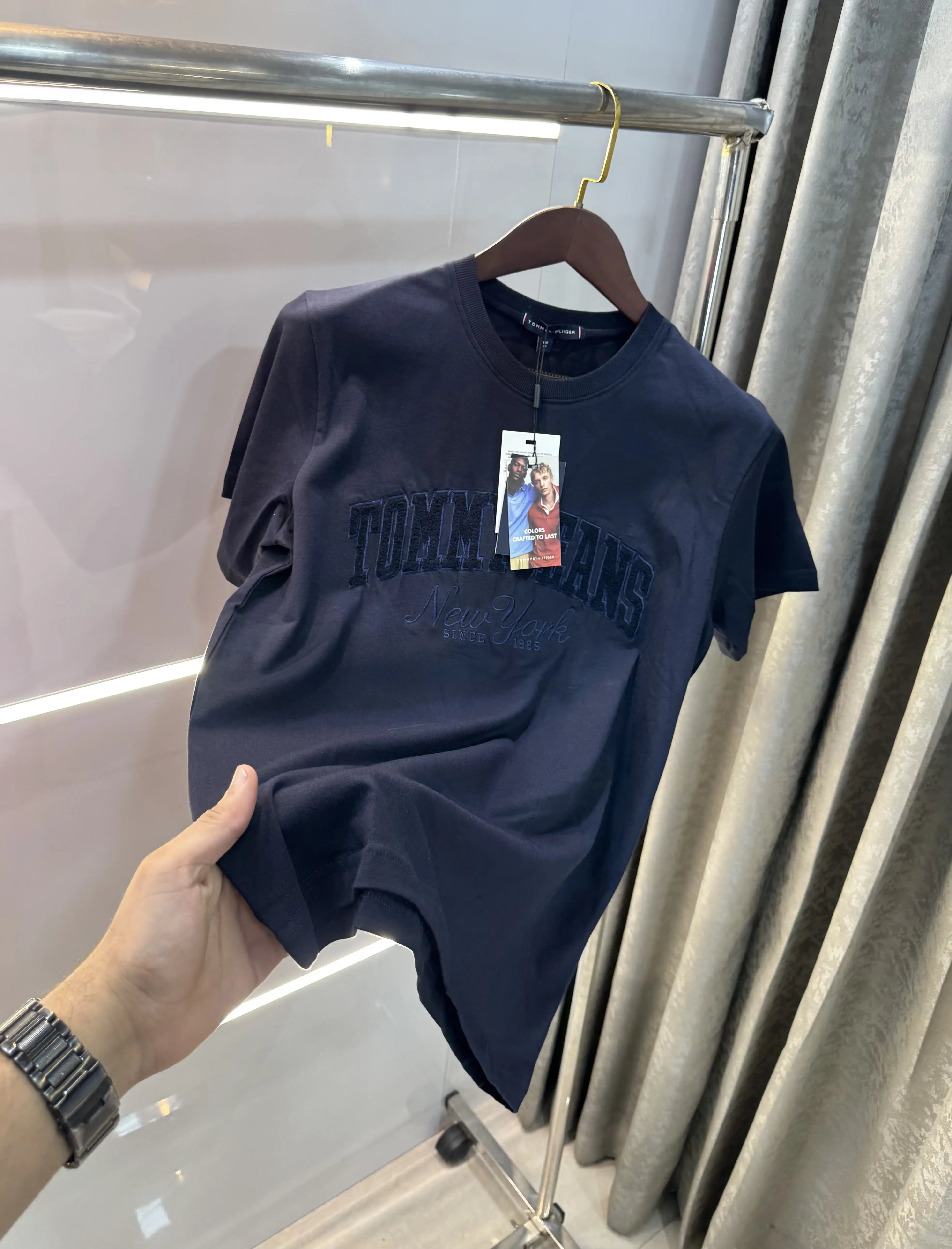 Tommy Hilfige Navy Blue Embroidery Logo Premium T-Shirt