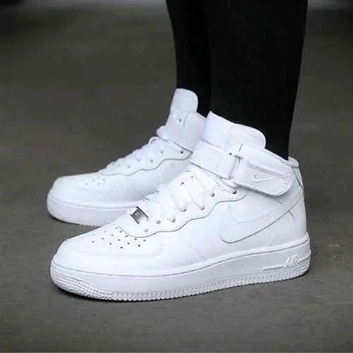 Nikee airforce long mid LEATHER WHITE