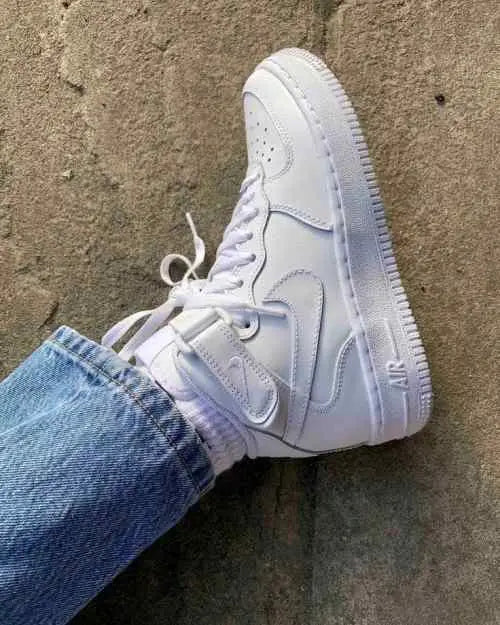 Nikee airforce long mid LEATHER WHITE