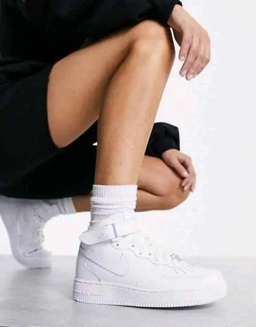 Nikee airforce long mid LEATHER WHITE
