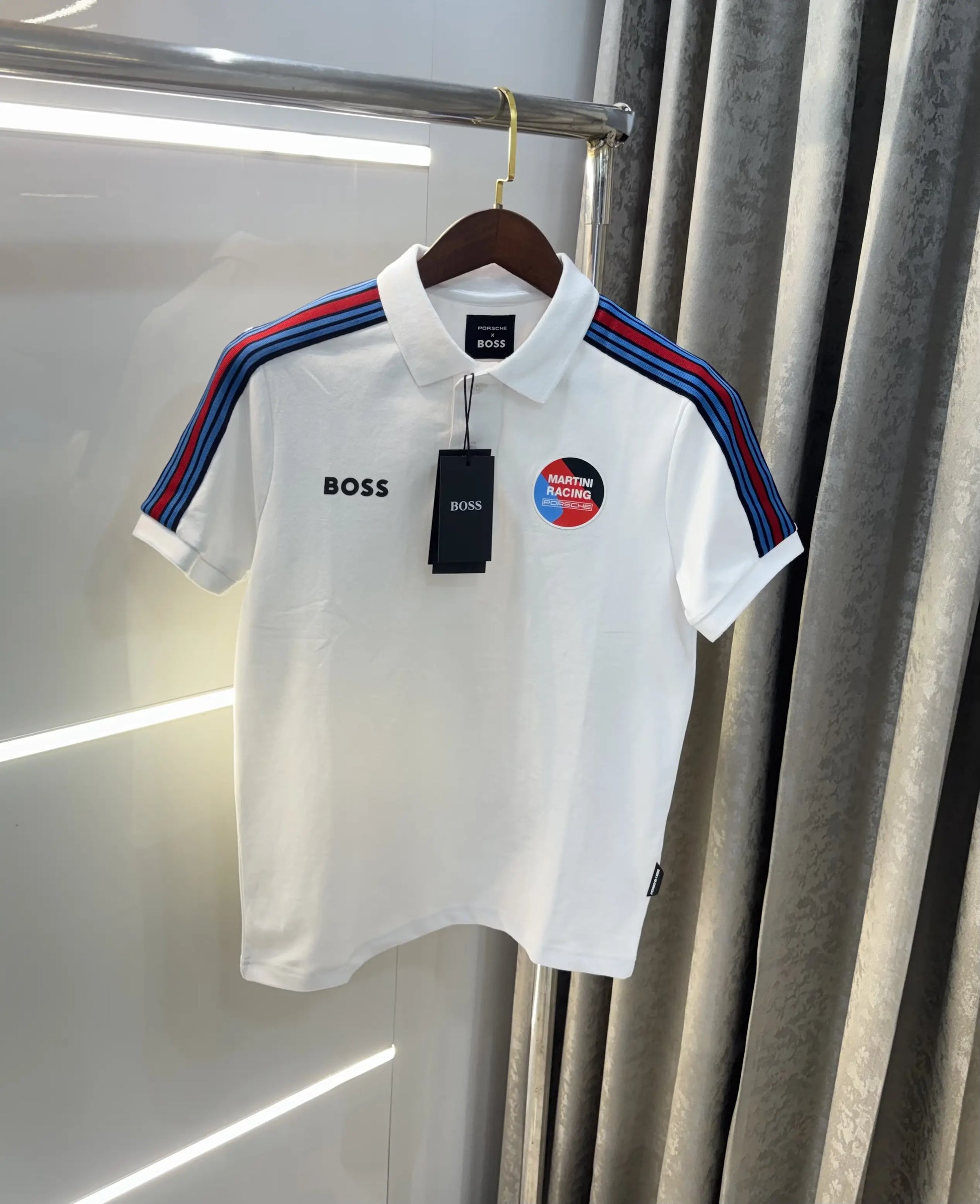 Hug o Boss Porsch e White Premium Polo T-shirt