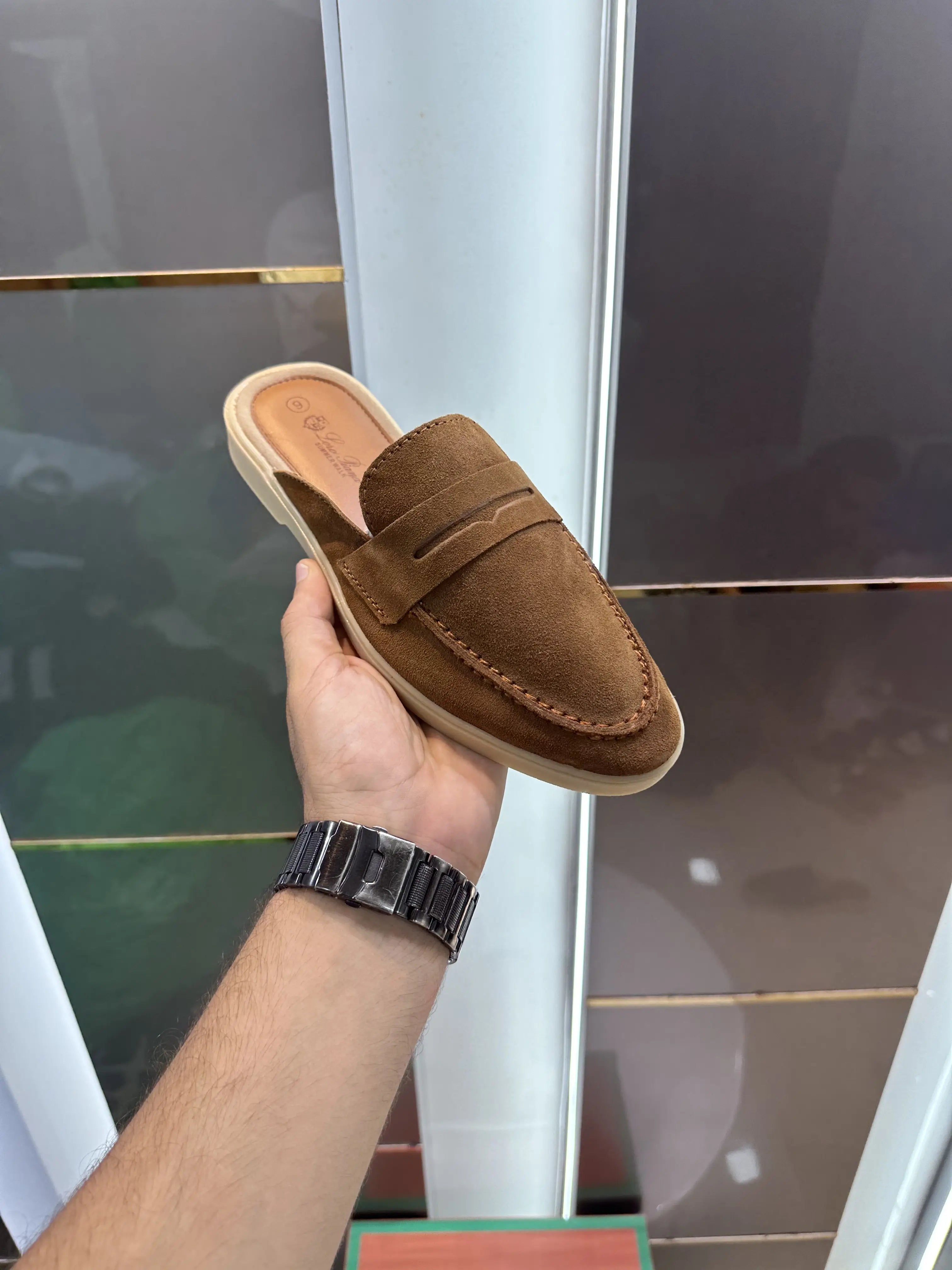 Loro_Piana Slip-Ons Tan