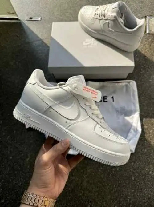 Nikee Airforce 1 White Pure Leather UA Quality for her fi