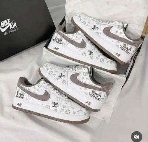 nikee airforce 1 low x  louiss vuitton white brown sale