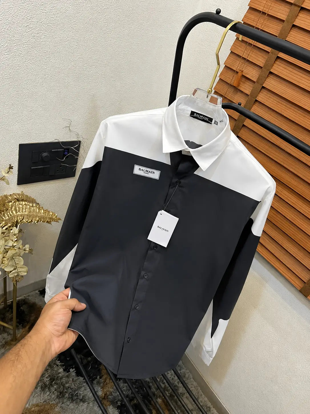 Balmai_n Very Premium Black White Designer Partywear Shirt (DN 608)