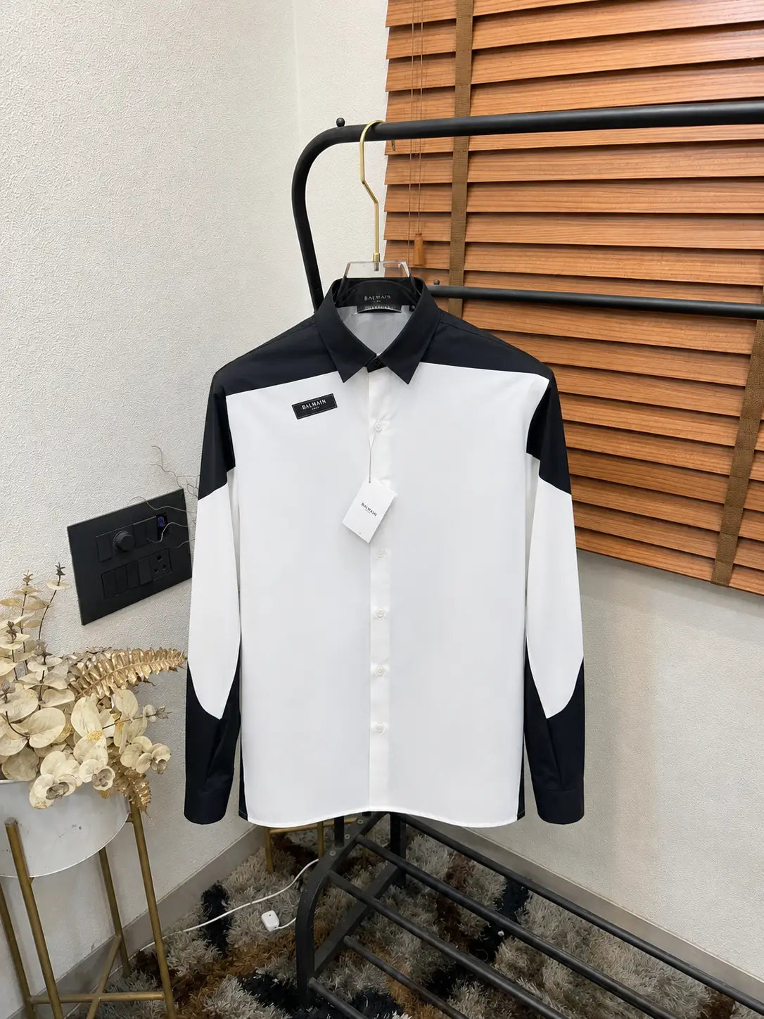 Balmai_n Very Premium Black White Designer Partywear Shirt (DN 608)