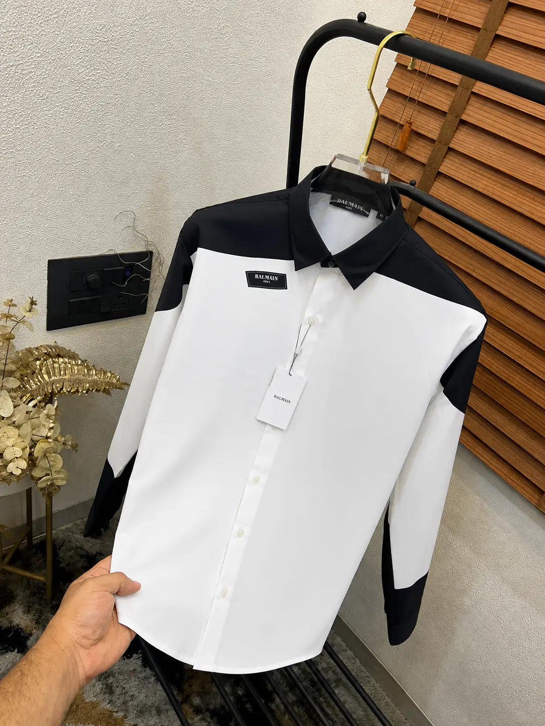 Balmai_n Very Premium Black White Designer Partywear Shirt (DN 608)