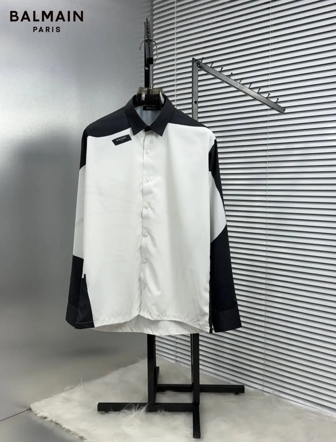 Balmai_n Very Premium Black White Designer Partywear Shirt (DN 608)
