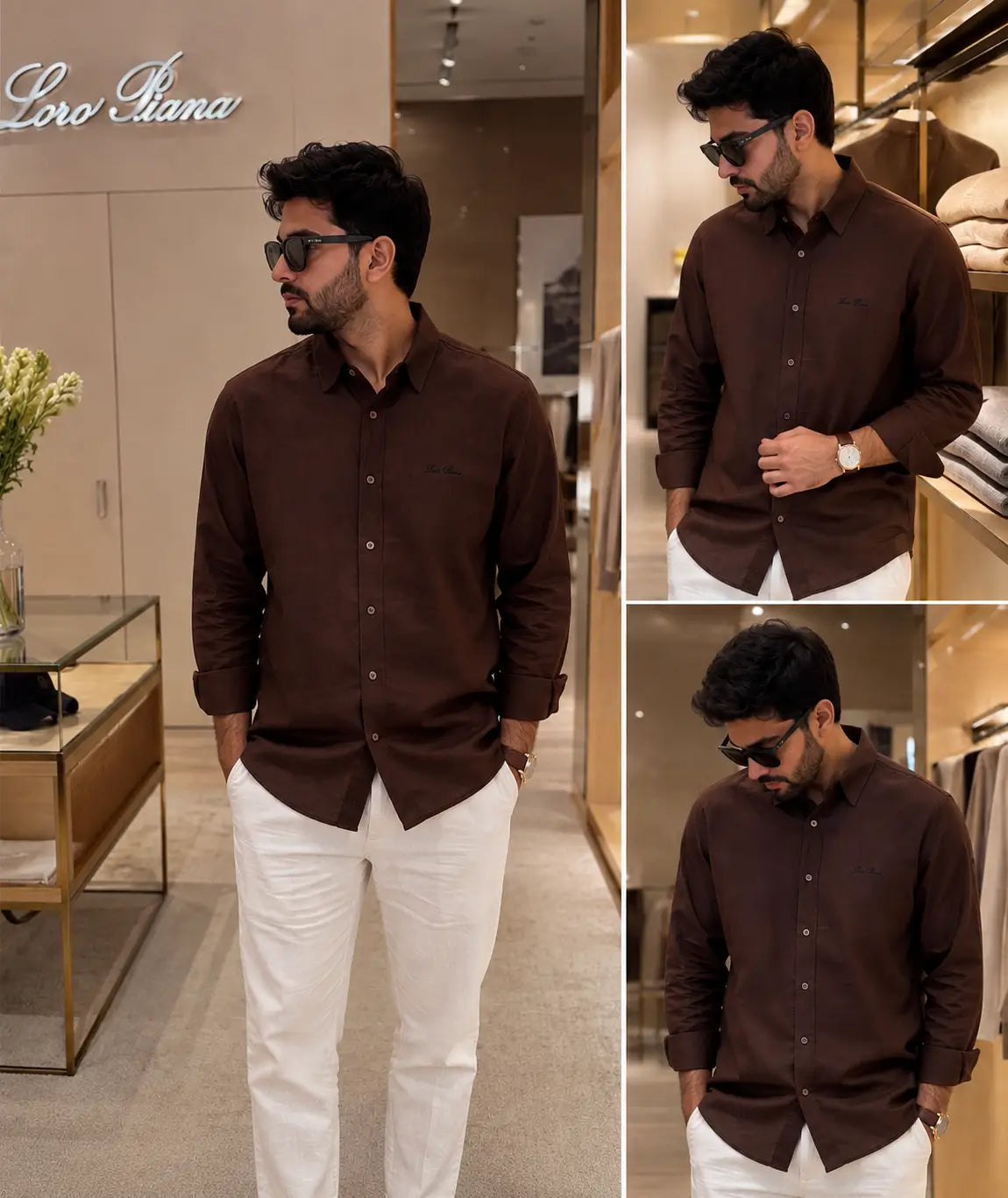 Loro Piana Brown White Italian Imported Combo