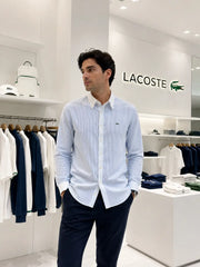 Lacost e Sky Blue Embroidery Logo Premium Oxford Shirt