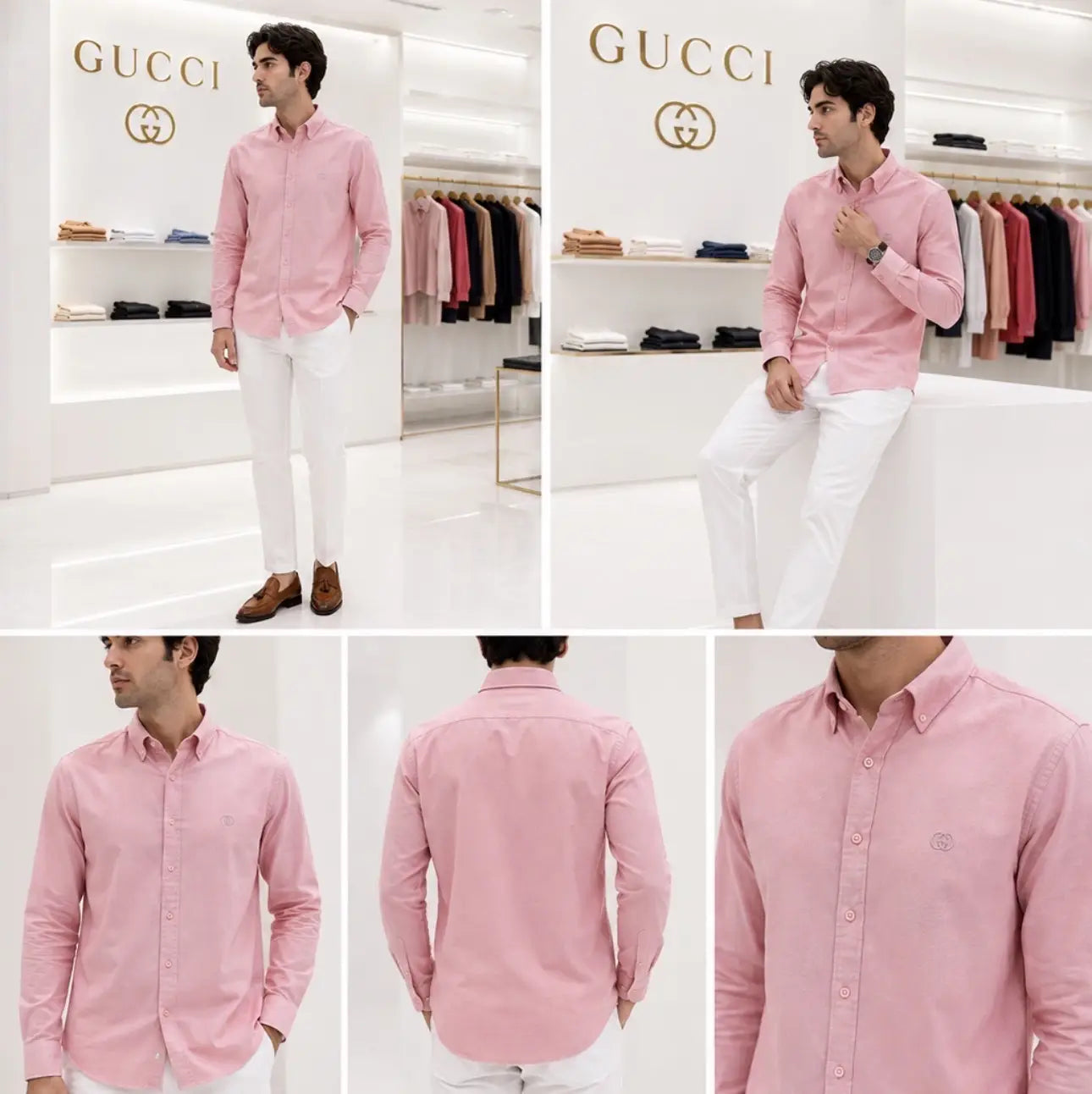 Gucc i Pink White Italian Imported Combo