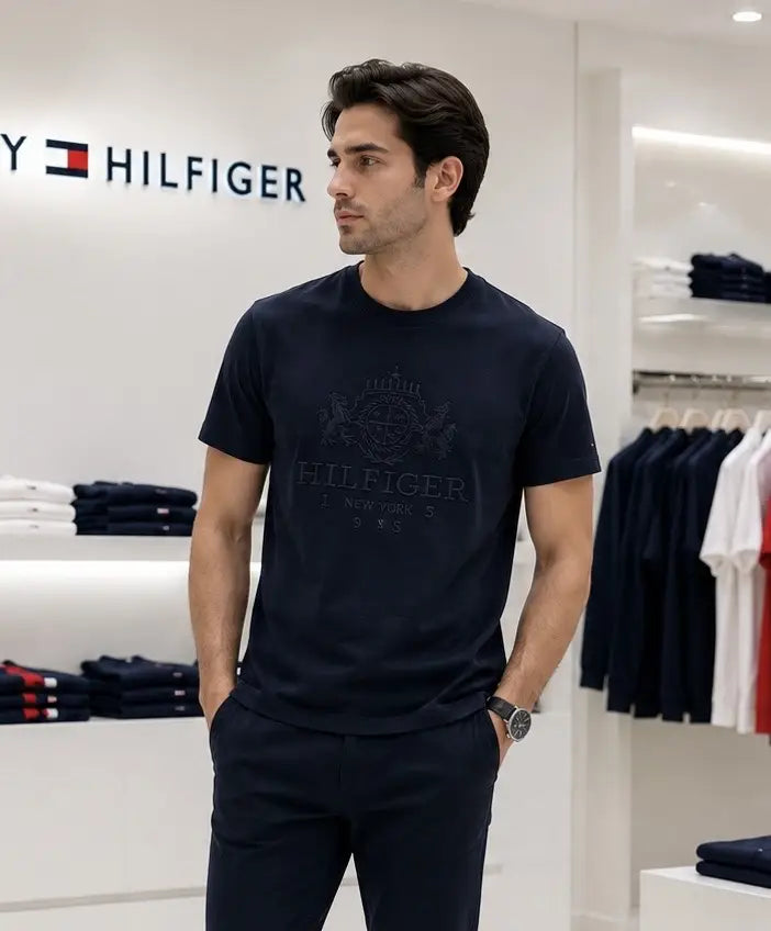 Tommy Hilfige r Navy Blue Embroidery Logo Premium T-Shirt