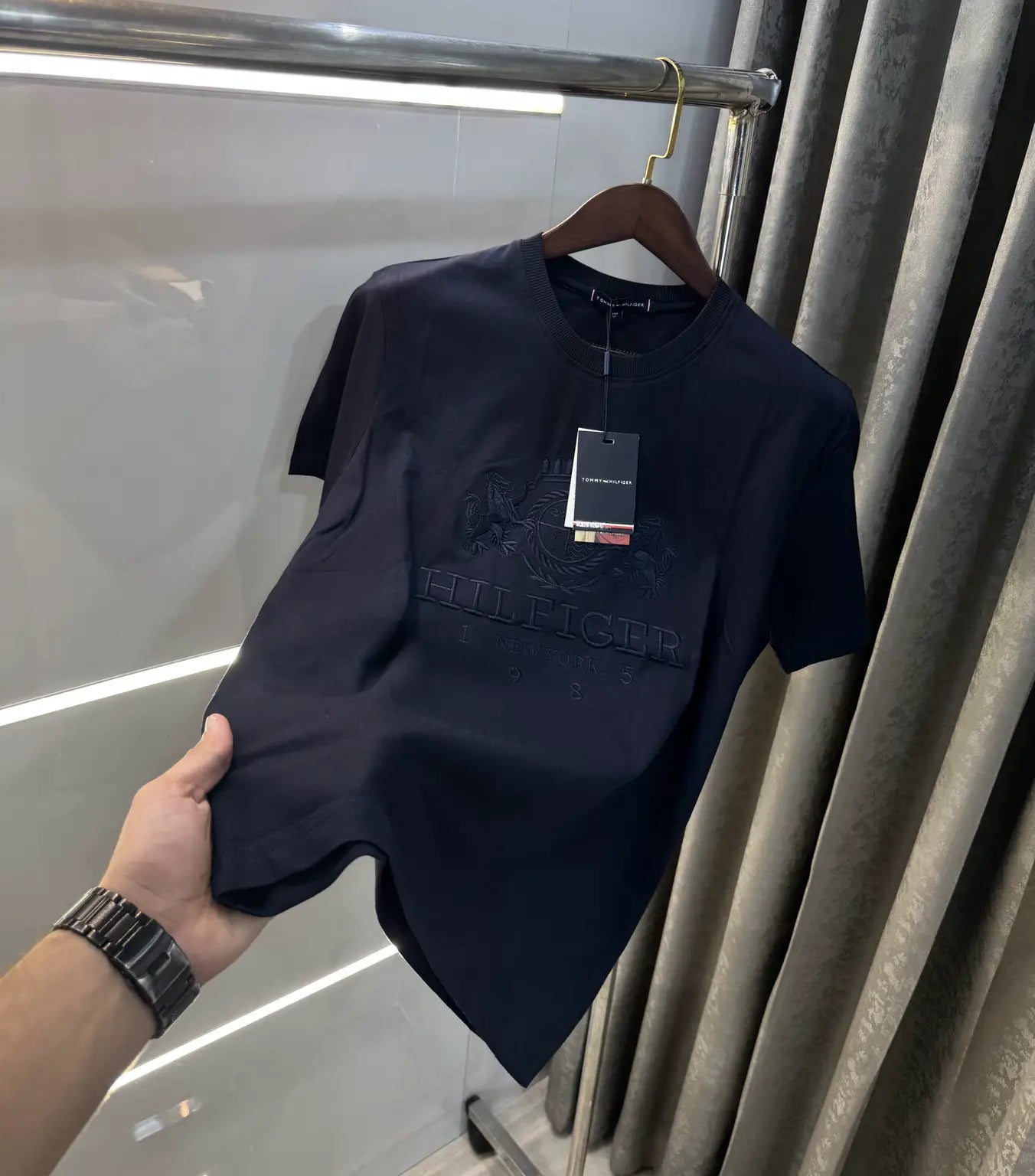 Tommy Hilfige r Navy Blue Embroidery Logo Premium T-Shirt