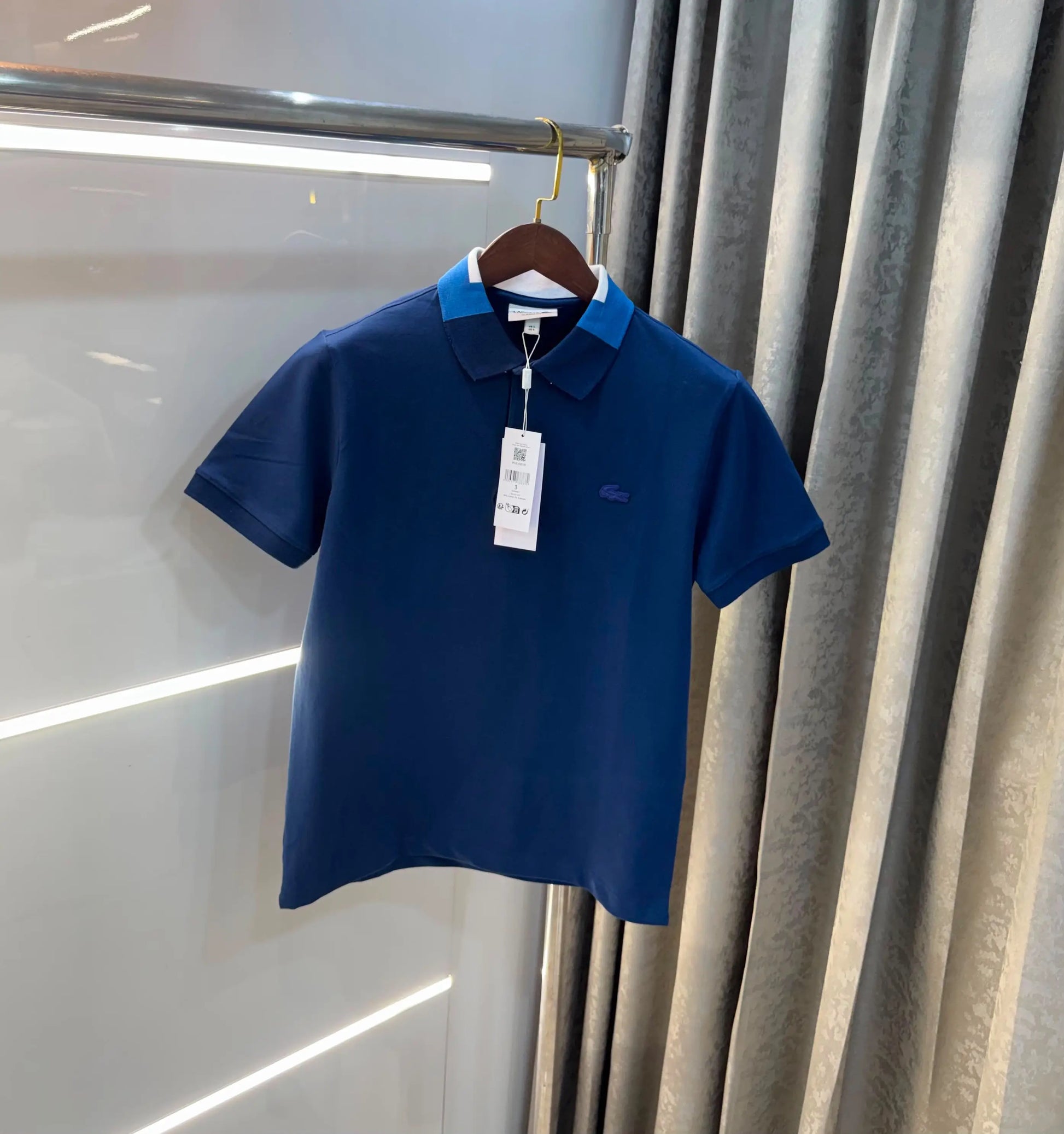 Lacost e petrol Blue Embroidery Logo Premium Polo T-Shirt