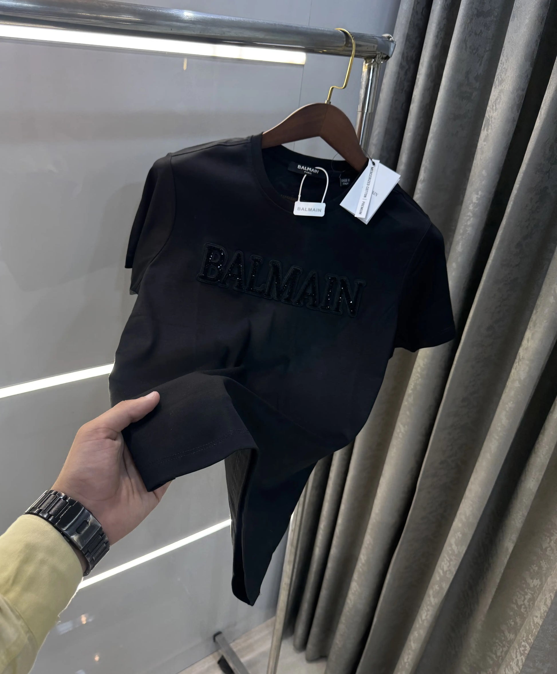 Balmai n Paris Black Logo Work Imported T-Shirt