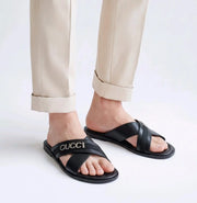 Gucci_Cross Metal Logo Premium Slids