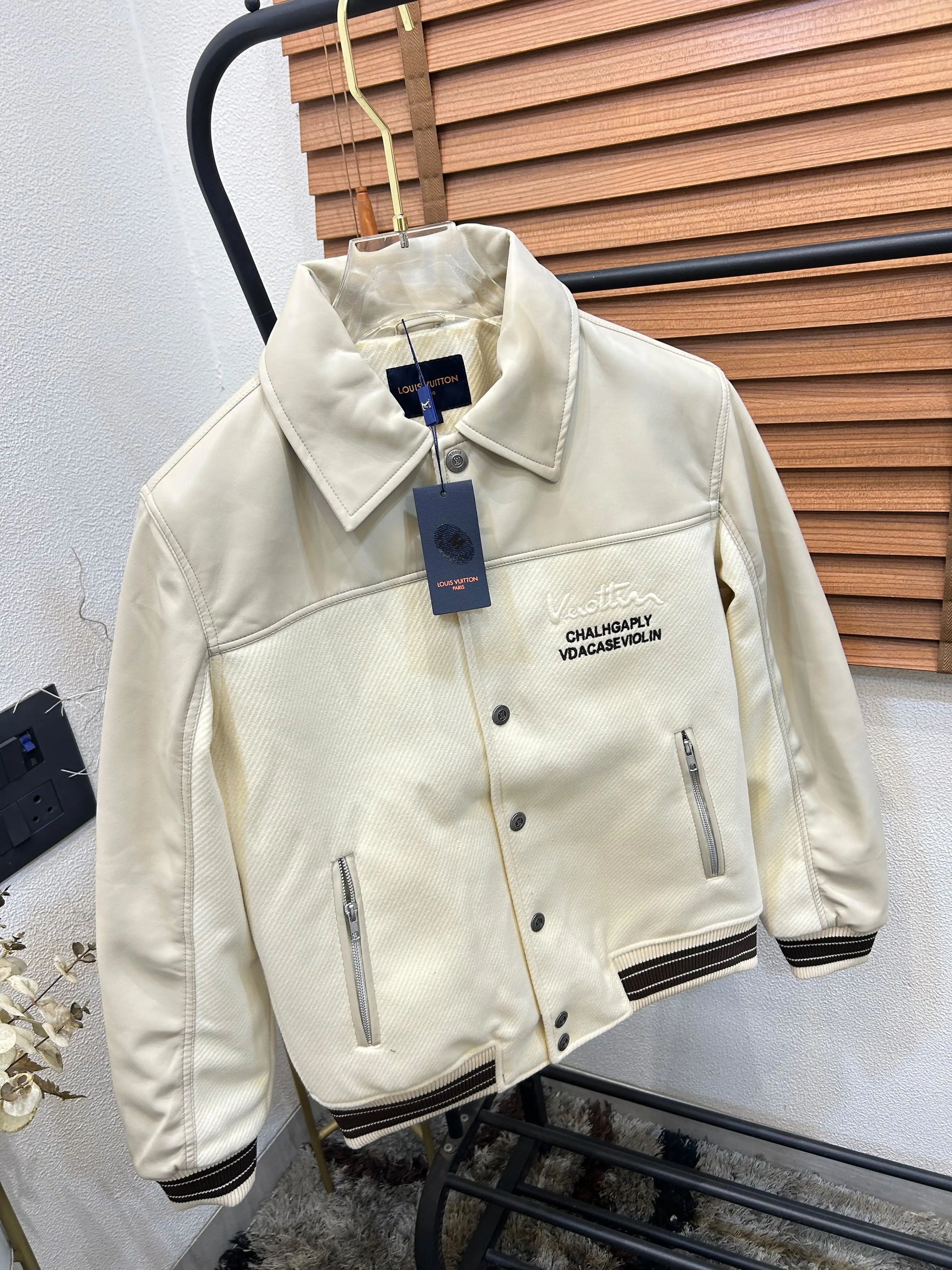 Loui_s Vuitton Imported Exclusive Woollen & Leather Varsity Jacket DN 612