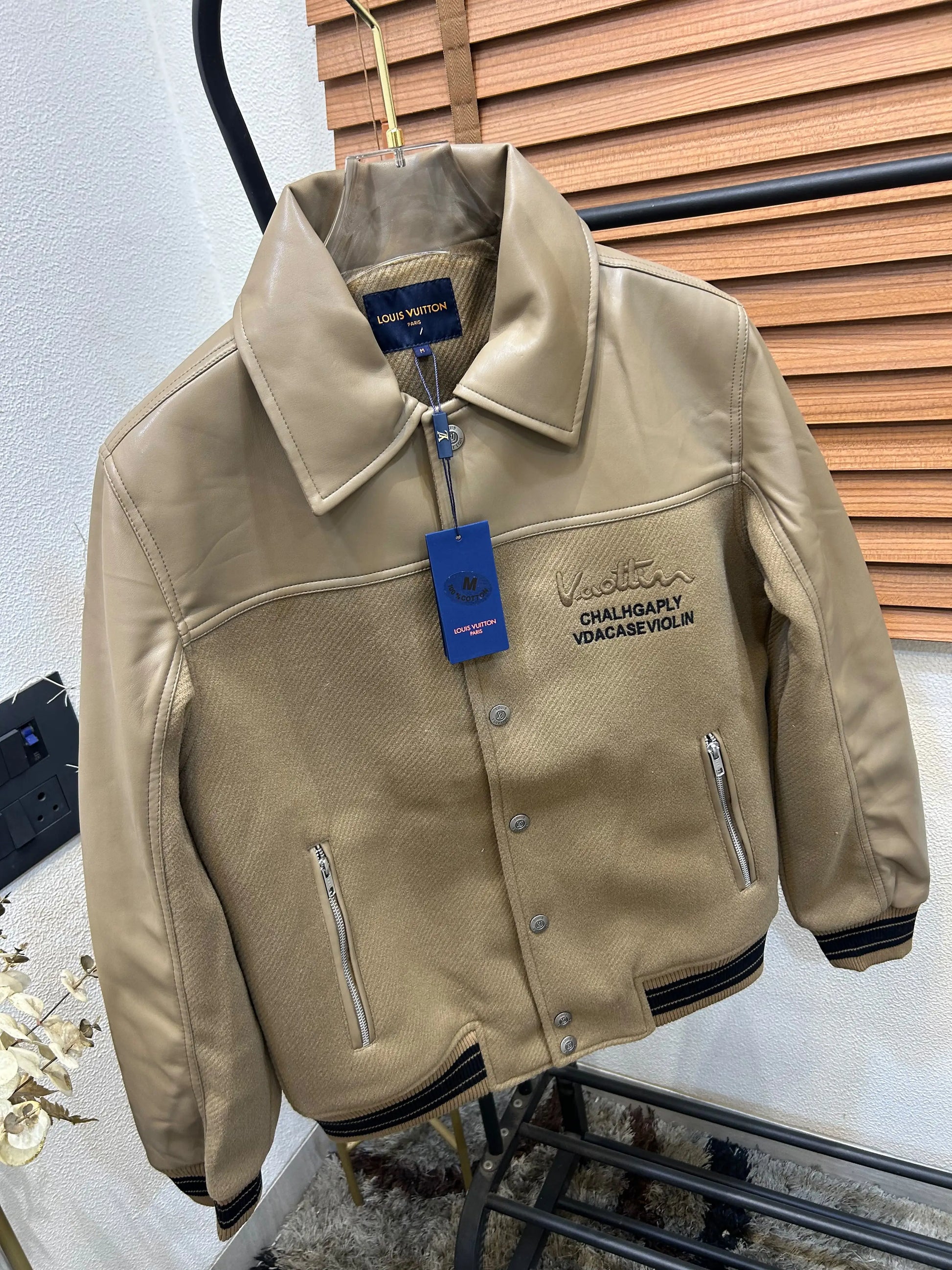 Loui_s Vuitton Imported Exclusive Woollen & Leather Varsity Jacket DN 612