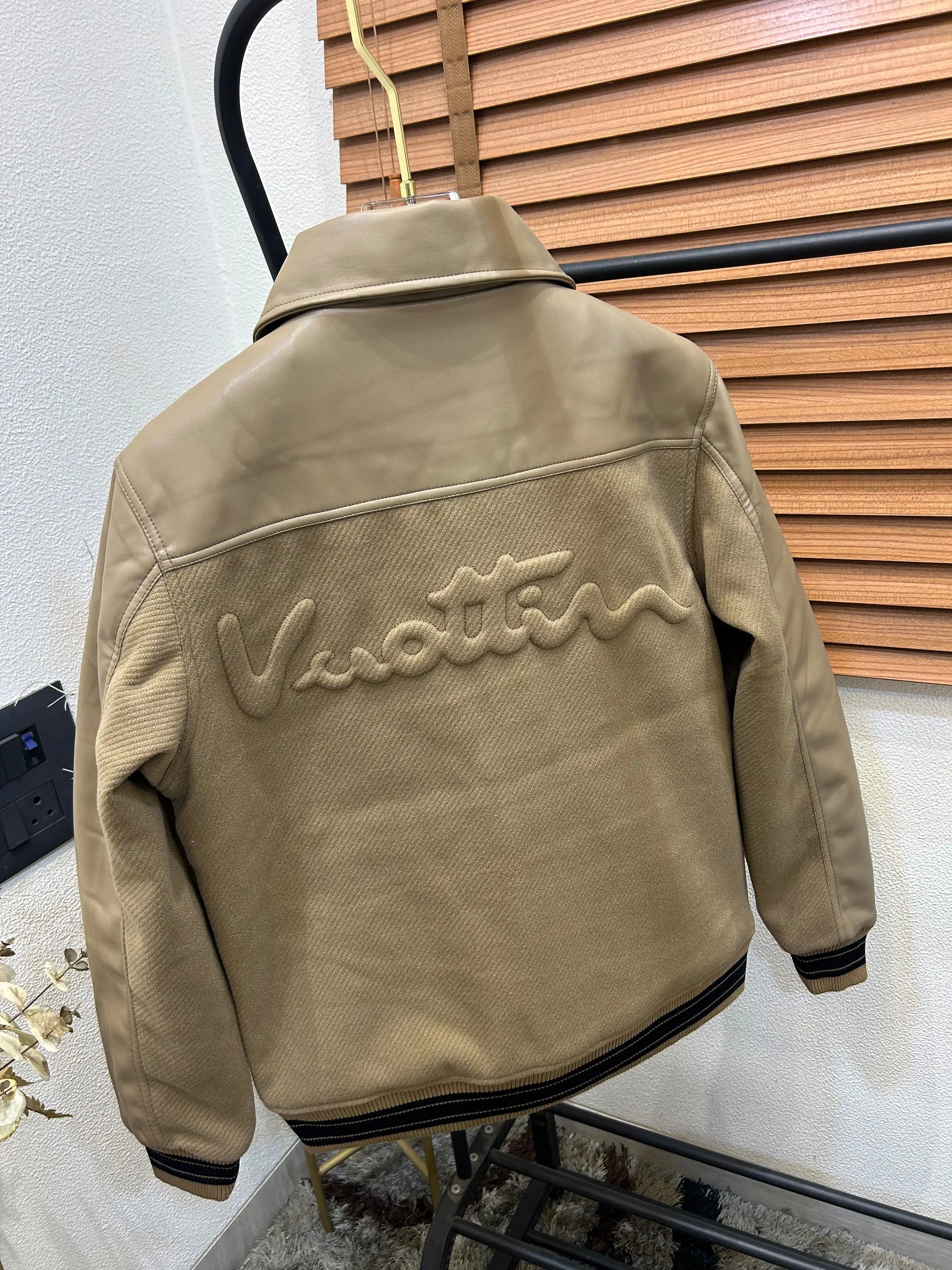 Loui_s Vuitton Imported Exclusive Woollen & Leather Varsity Jacket DN 612
