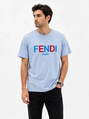 Fend i Sky Blue Logo Work Imported T-Shirt