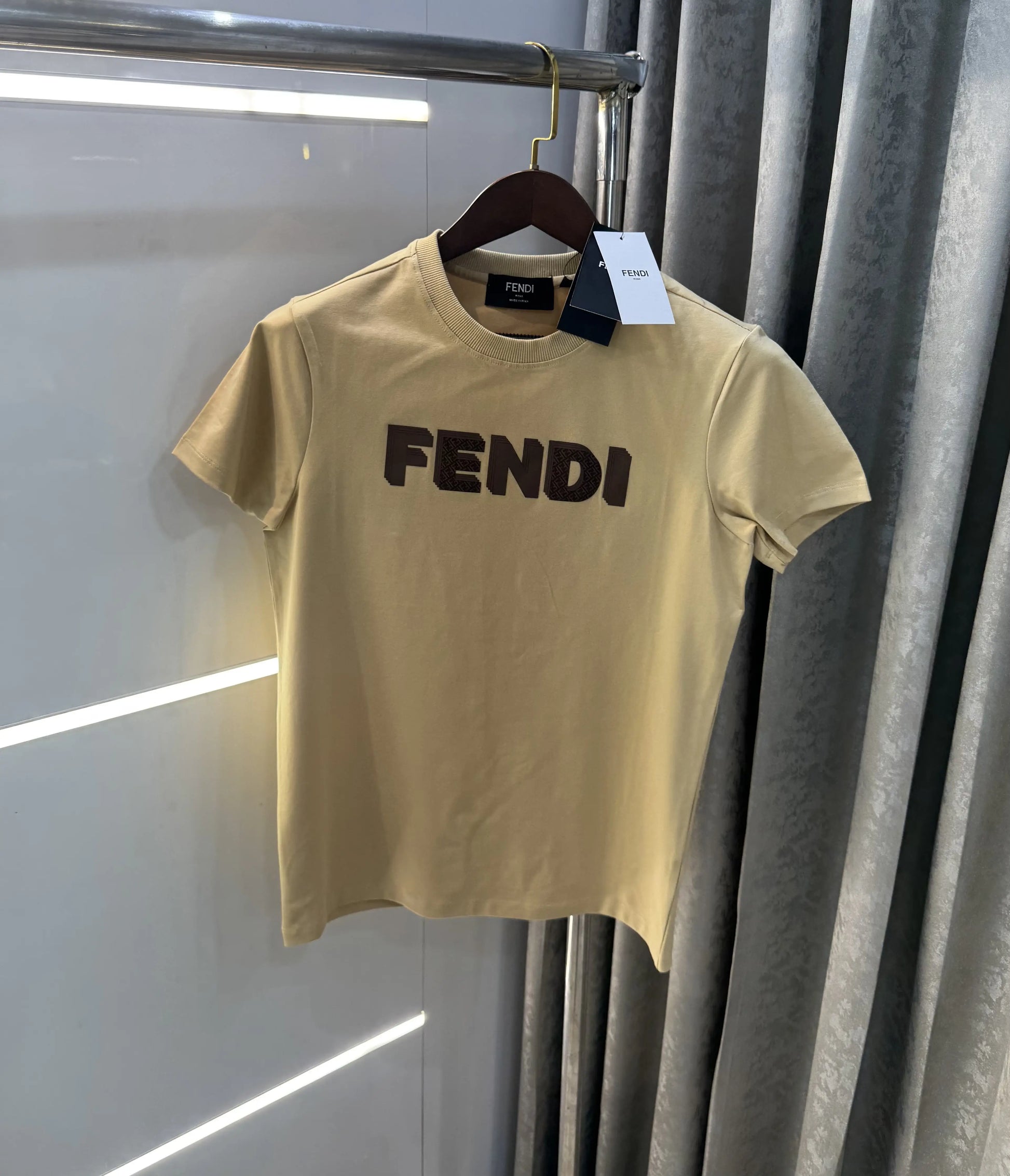 Fend i Beige Logo Work Imported T-Shirt