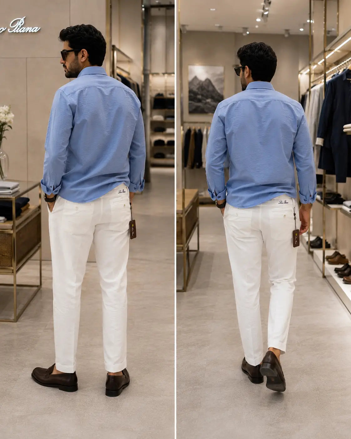 Loro Piana Sky Blue White Italian Imported Combo