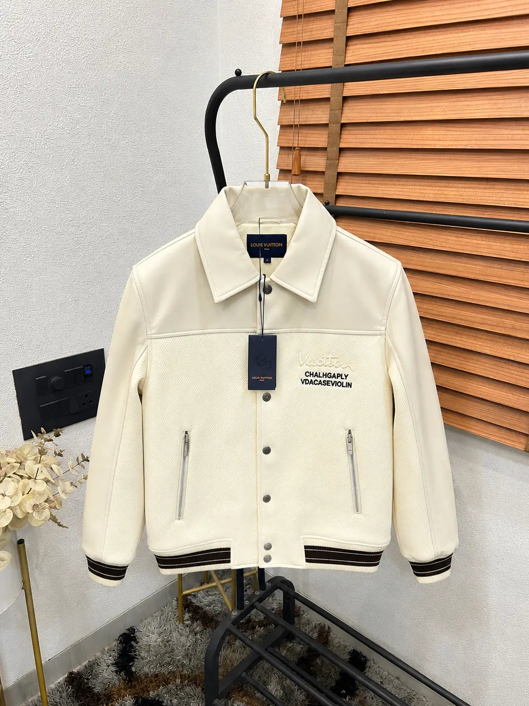 Loui_s Vuitton Imported Exclusive Woollen & Leather Varsity Jacket DN 612