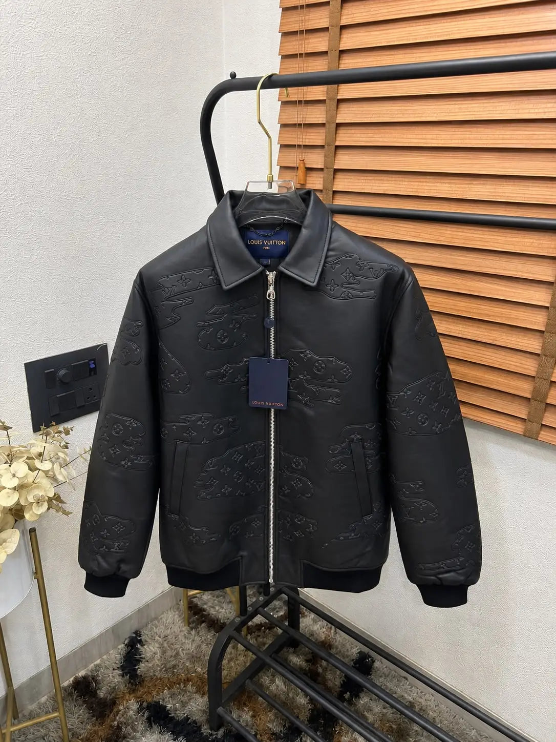Loui_S Vuitton Monogram Puff Embroidered Exclusive Leather Designer Jacket (DN 613)