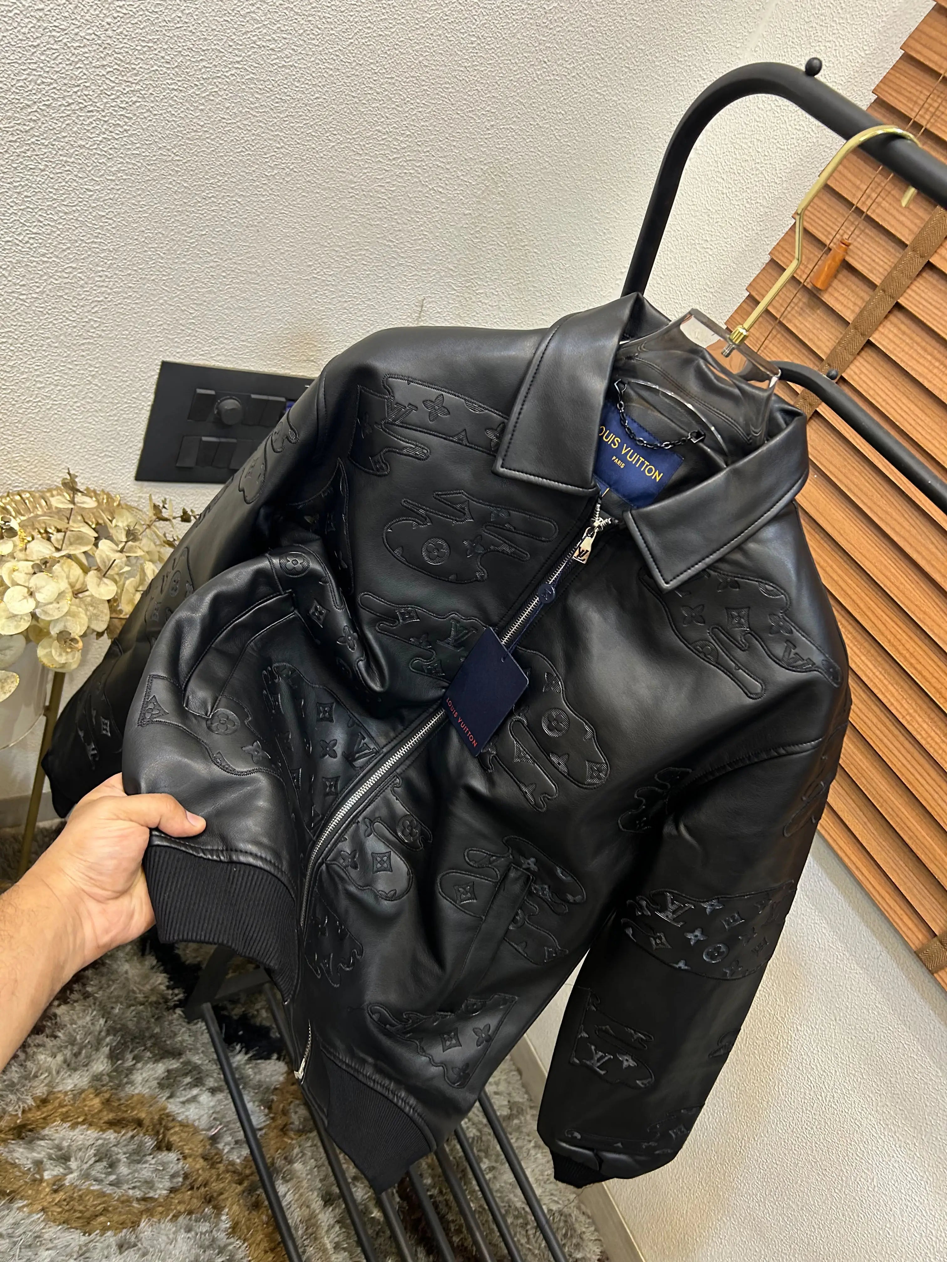 Loui_S Vuitton Monogram Puff Embroidered Exclusive Leather Designer Jacket (DN 613)
