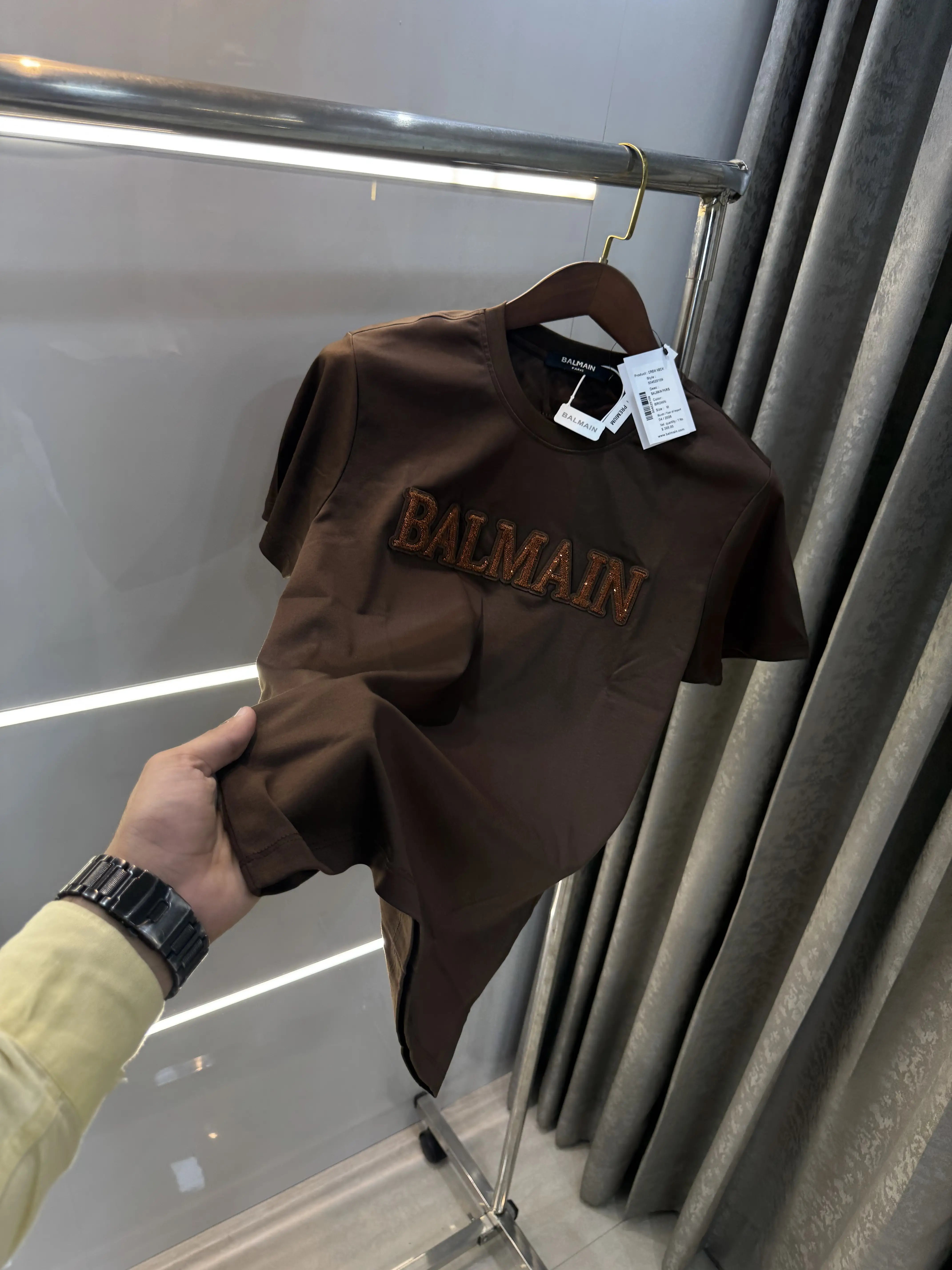 Balmai n Paris Brown Logo Work Imported T-Shirt