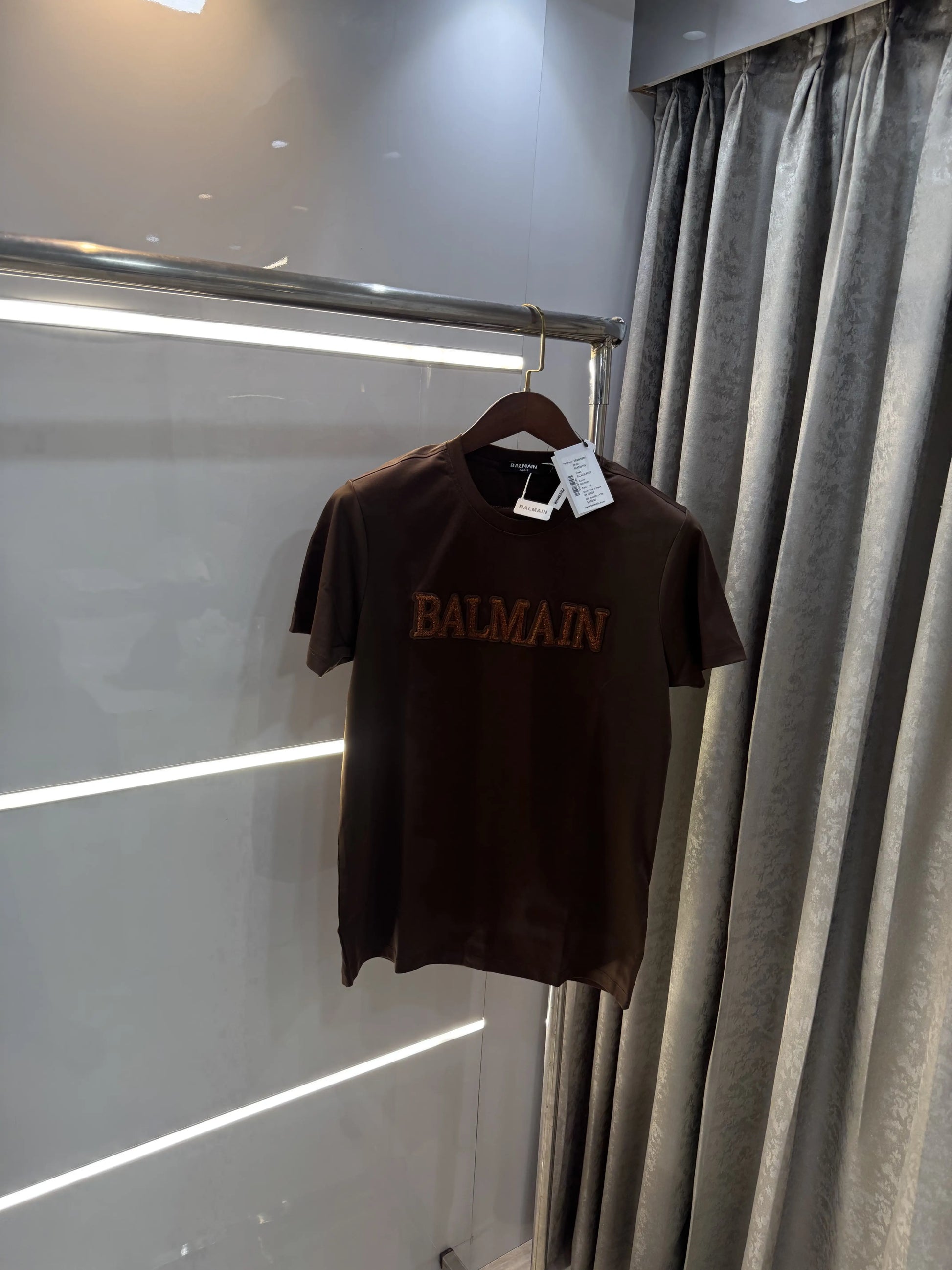 Balmai n Paris Brown Logo Work Imported T-Shirt