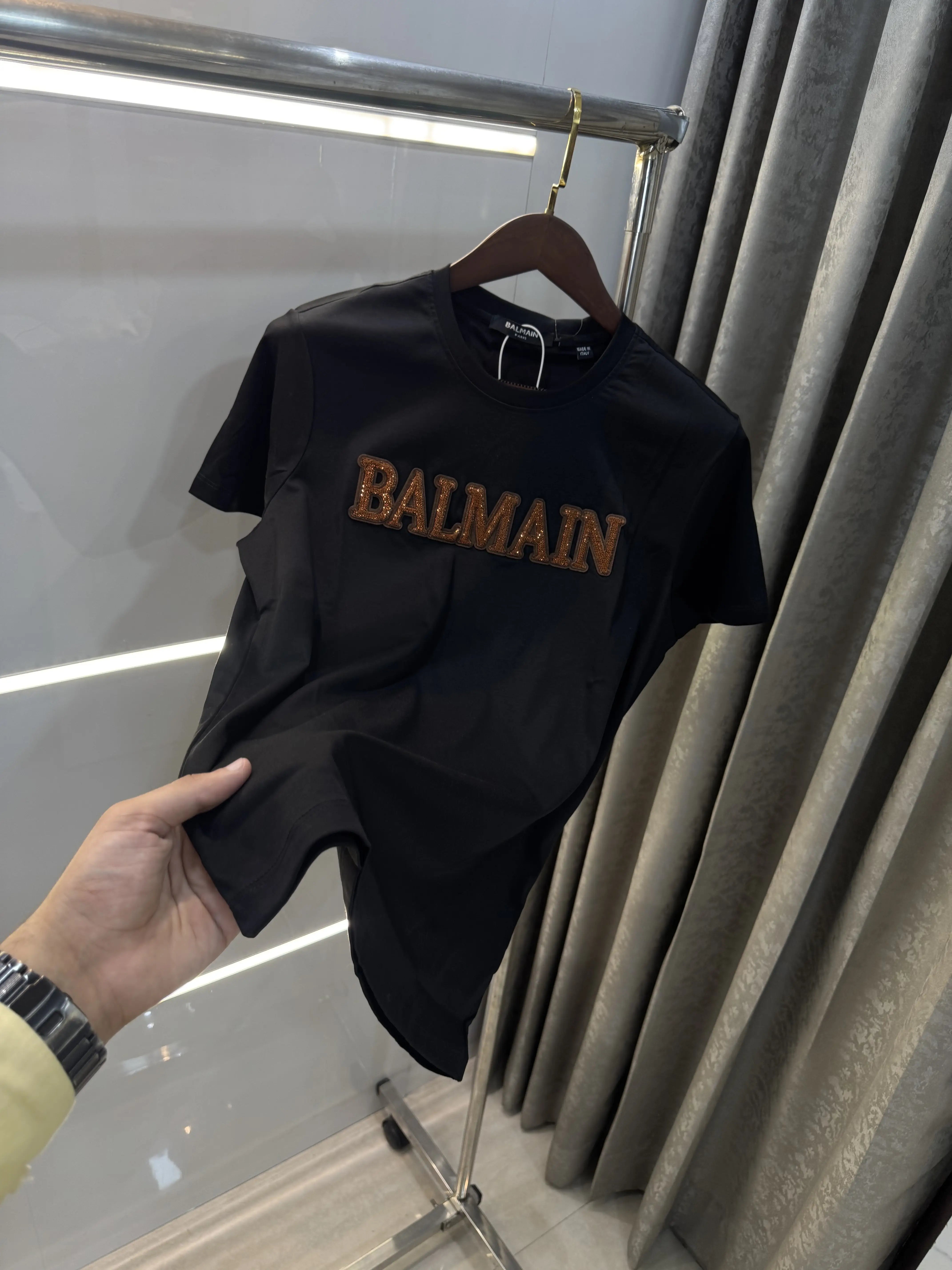 Balmai n Paris Black B Logo Work Imported T-Shirt