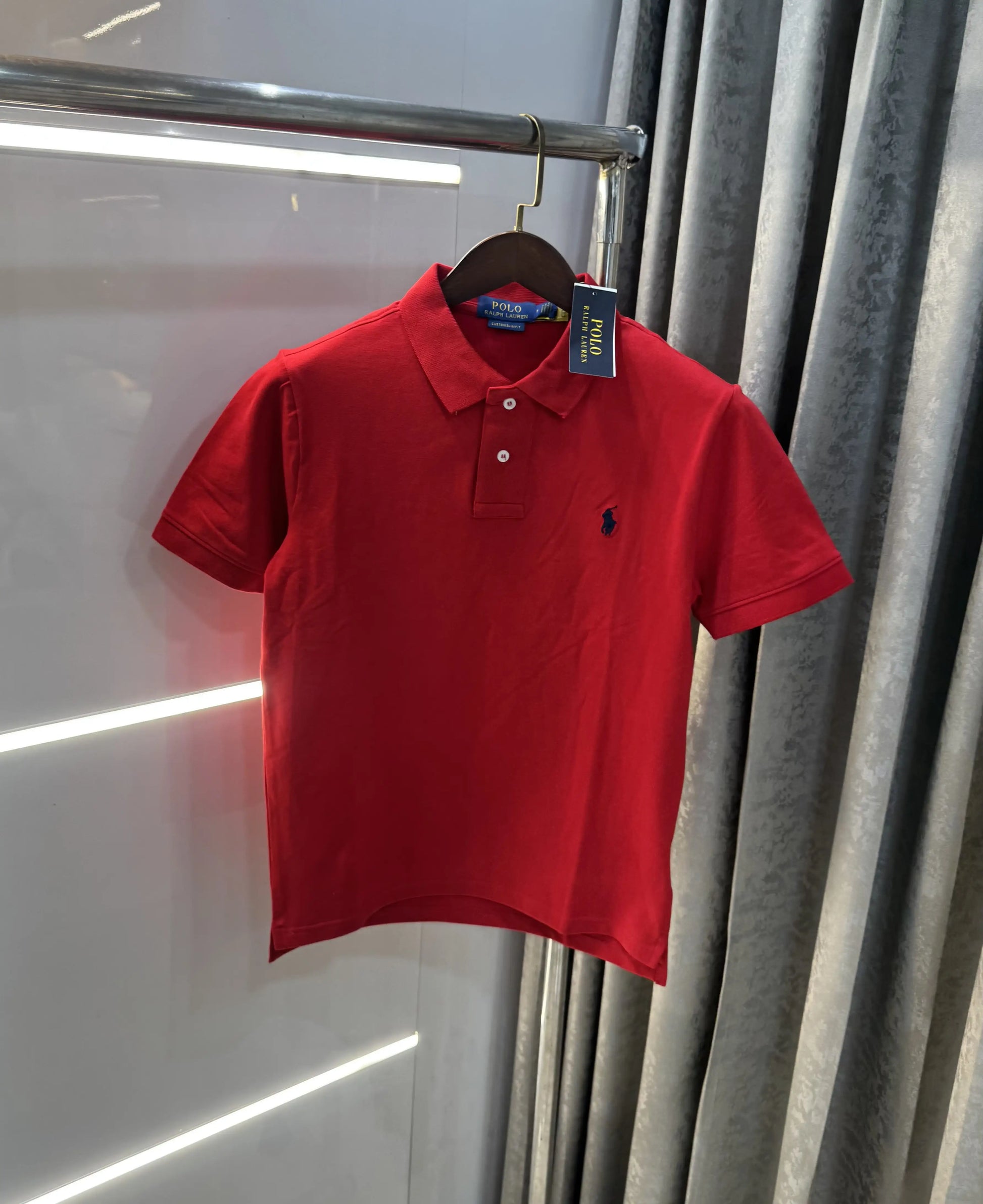 Ralph Lauren Red Embroidery Logo Premium Classic Polo T-Shirt