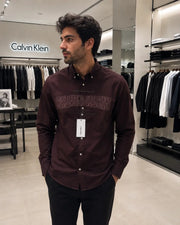 Calvin. Klein Wine Logo Work Premium Shirt