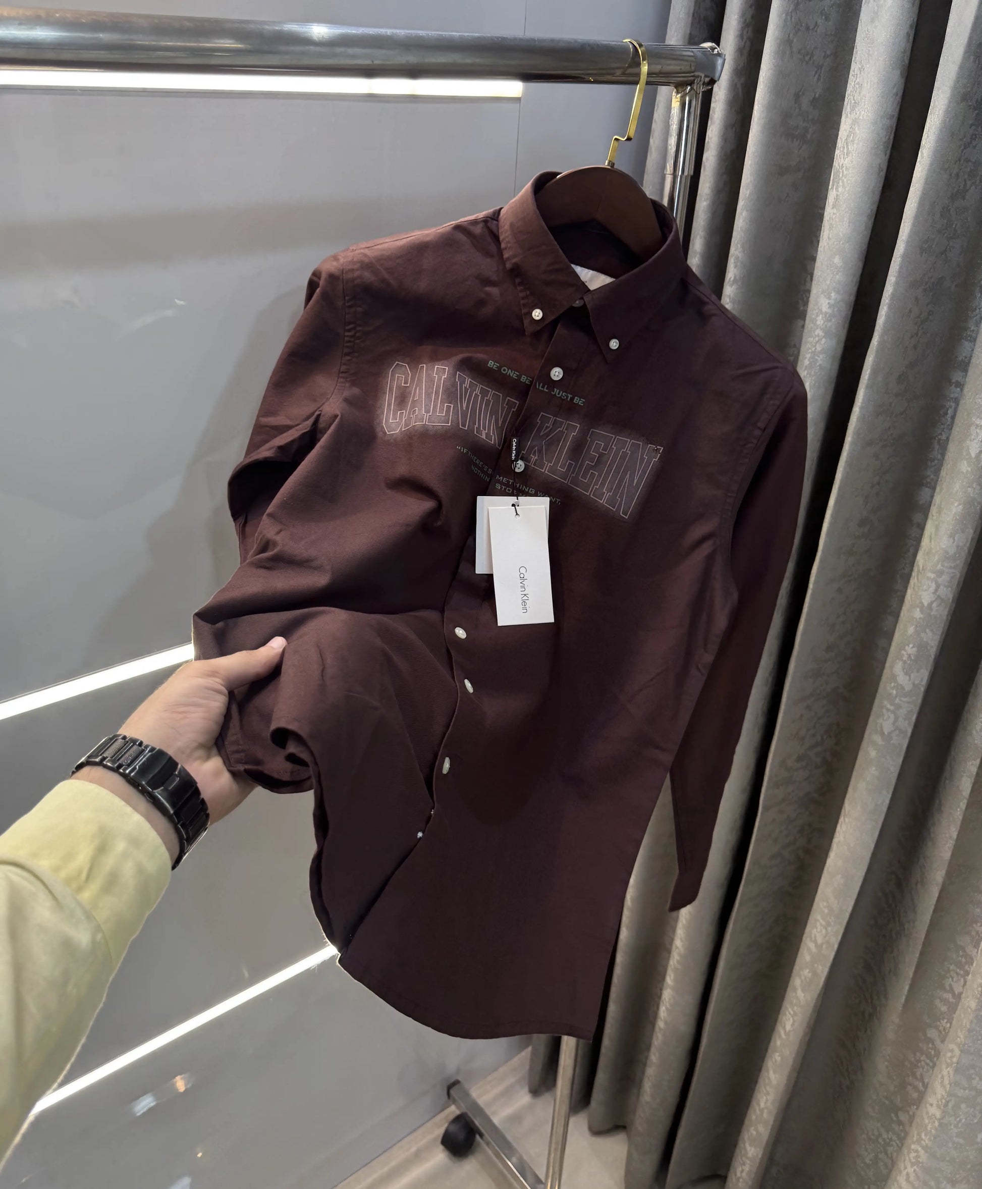 Calvin. Klein Wine Logo Work Premium Shirt
