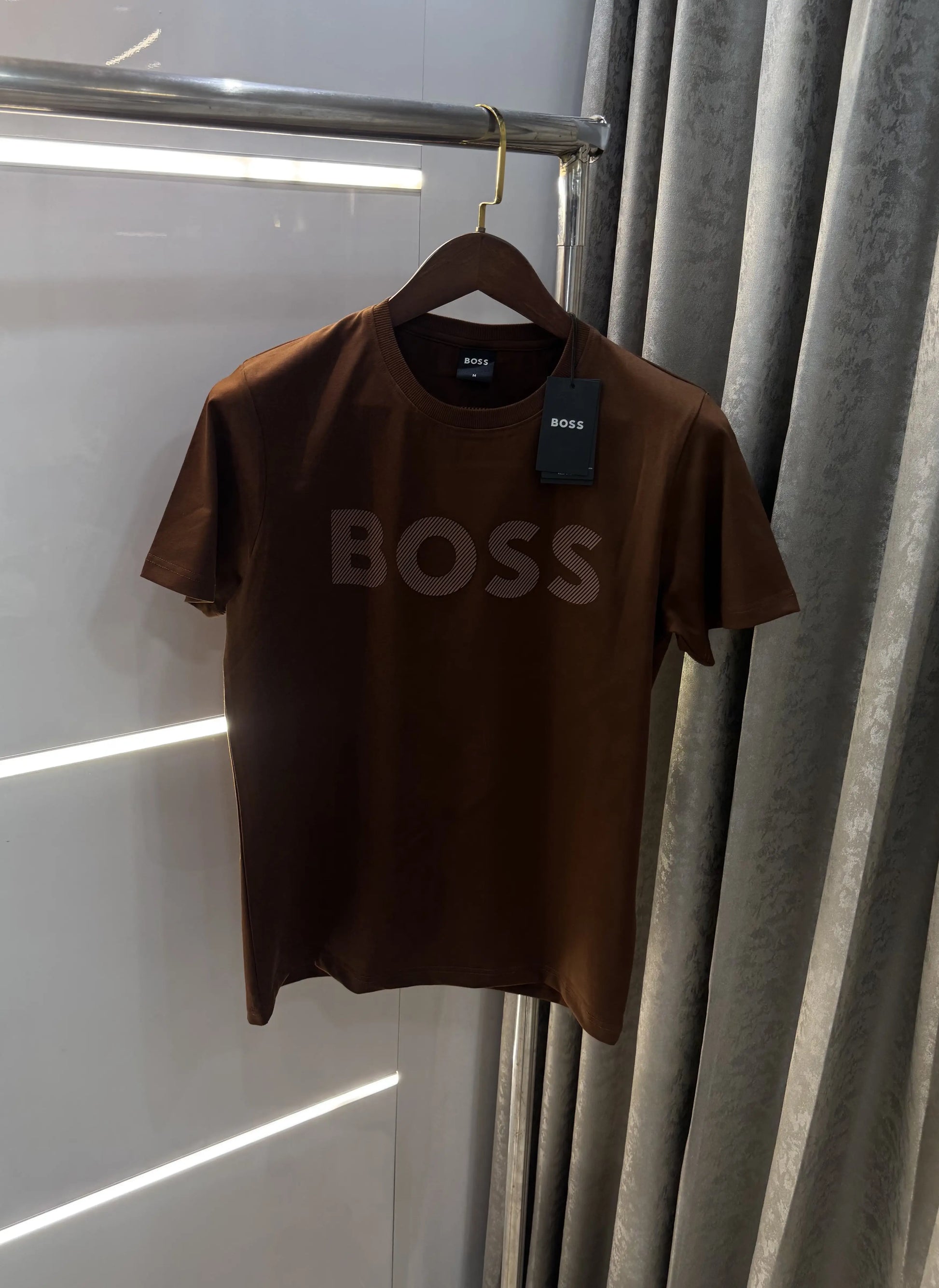 Hugo Bos s Brown Embroidery Logo Premium T-Shirt