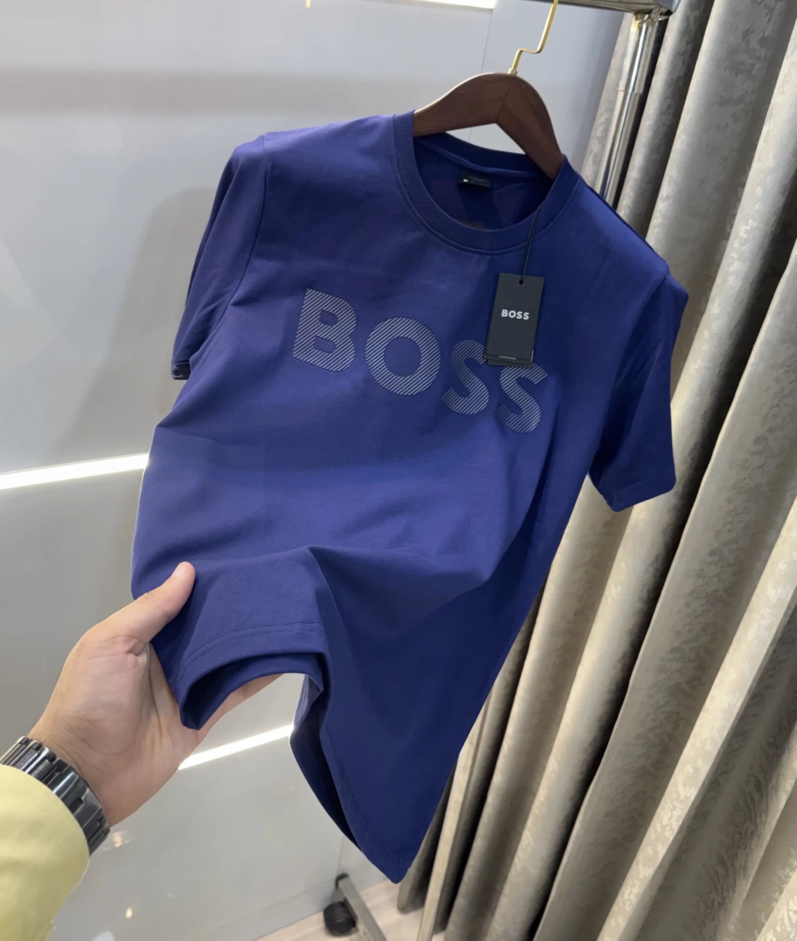 Hugo Bos s Blue Embroidery Logo Premium T-Shirt