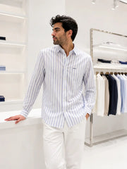 Hugo Boss Purple linen Stripes Premium Shirt