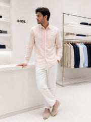 Hugo Boss Pink linen Stripes Premium Shirt