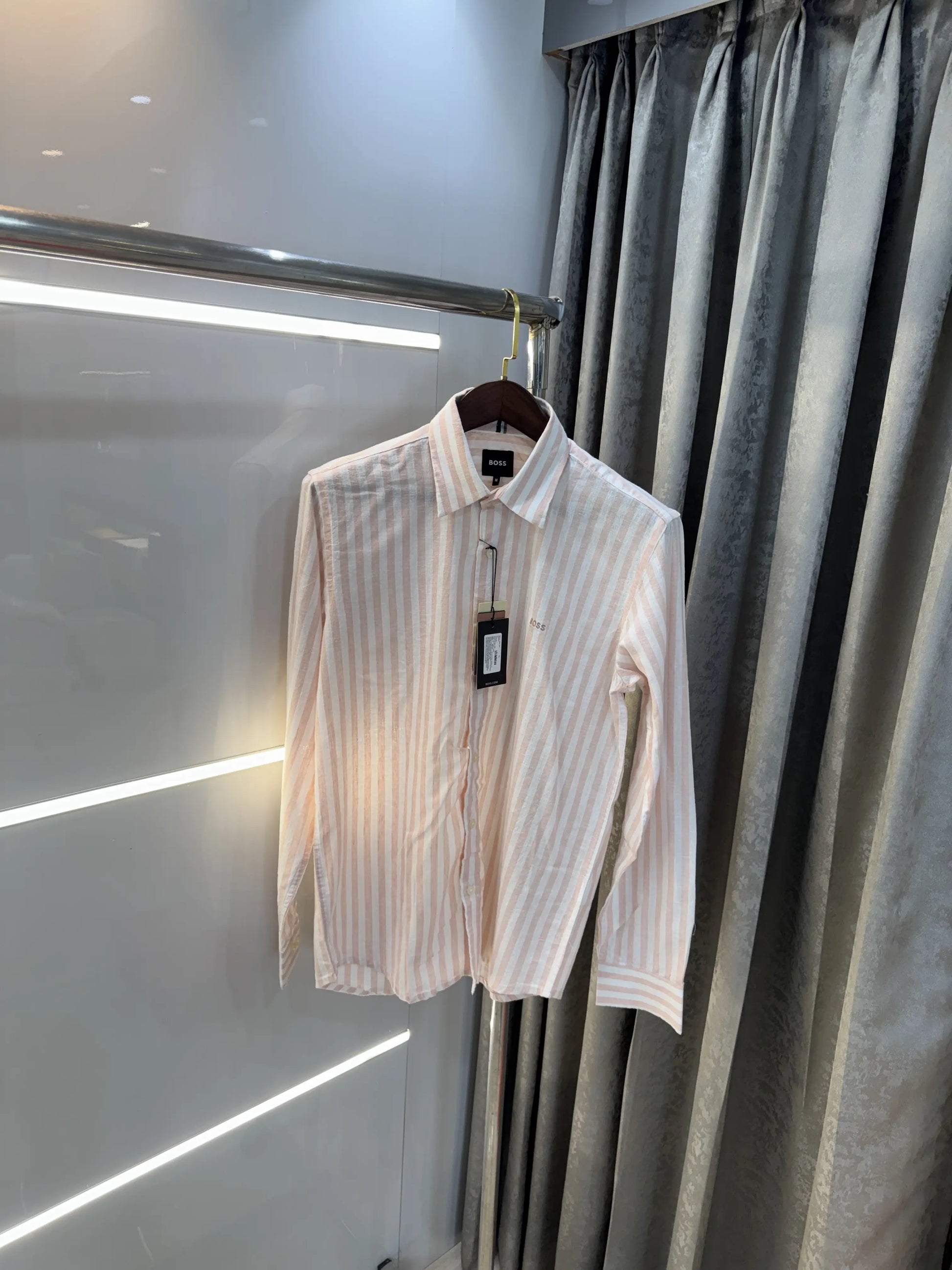 Hugo Boss Pink linen Stripes Premium Shirt