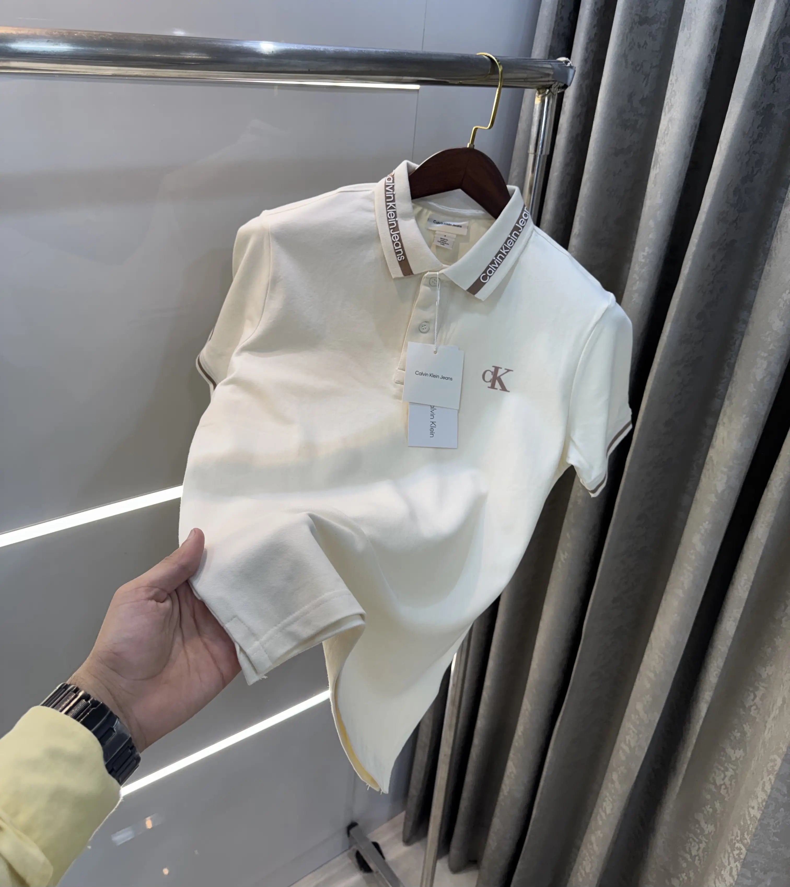 Calvin  Klein Cream Premium Polo T-Shirt